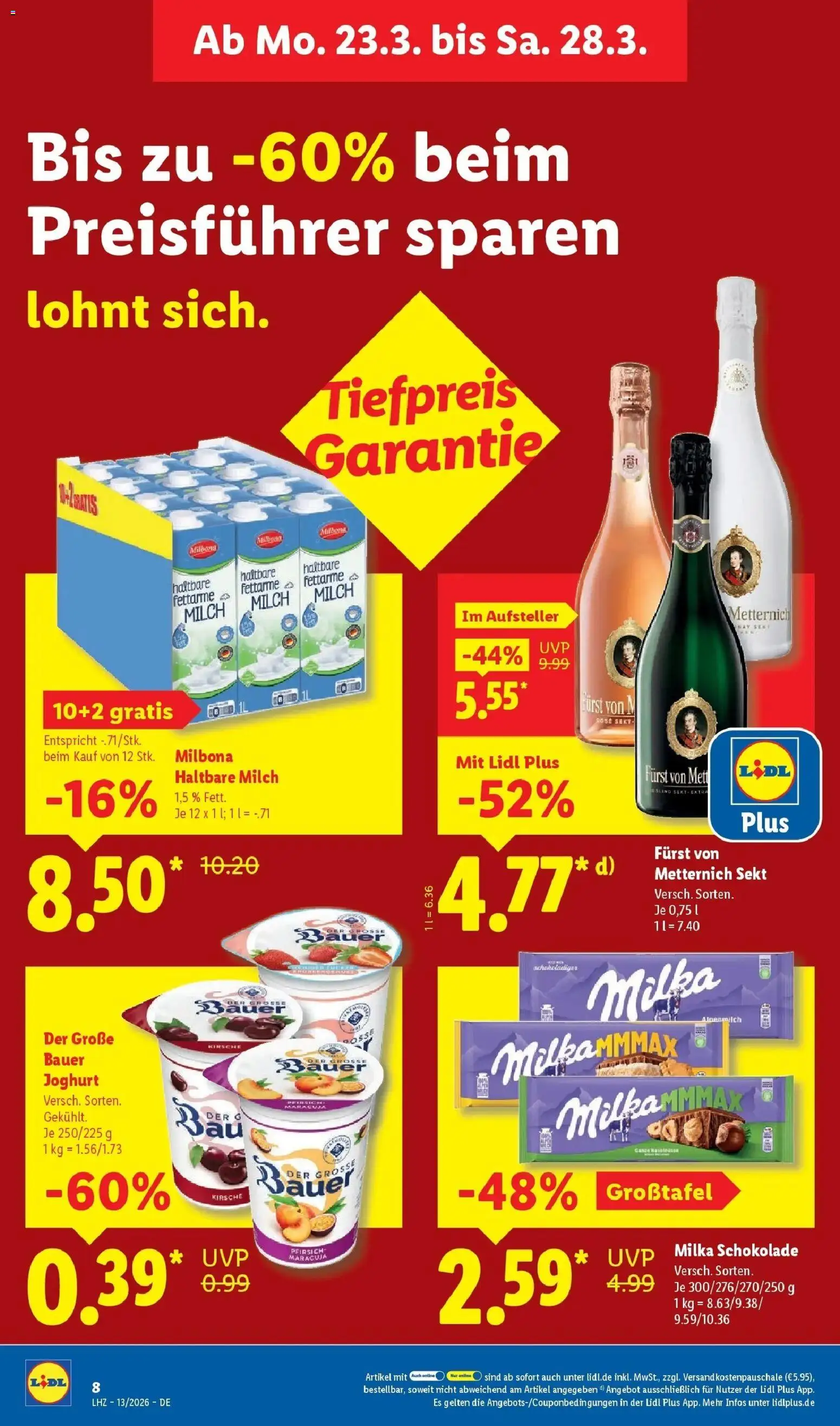 Lidl Prospekt Künzell – gültig ab 23.03.2026 | Seite: 14 | Produkte: Furst von metternich, Joghurt, Schokolade, Milka schokolade