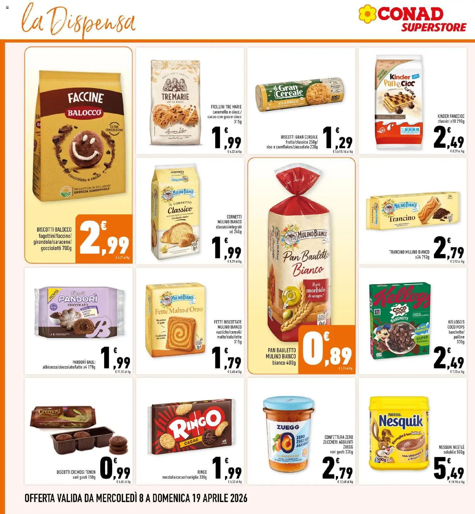 Volantino Conad del 08.04.2026 | Pagina: 12 | Prodotti: Pane, Riso, Albicocche, Fette biscottate