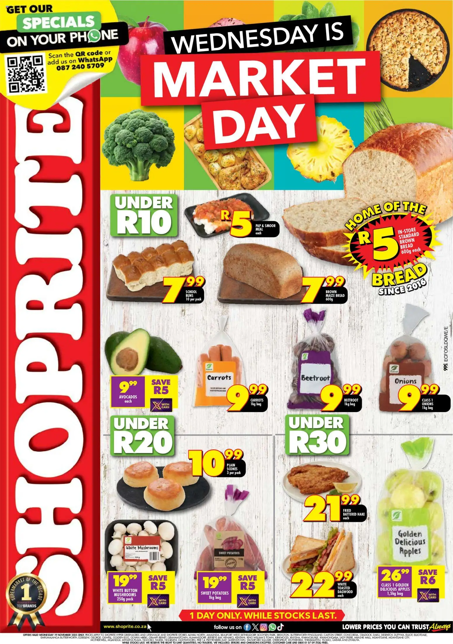 New Shoprite catalogue – valid from 19.11.2025 | Page: 1 | Products: Phone, Bag, Desmaquilante, Carrots