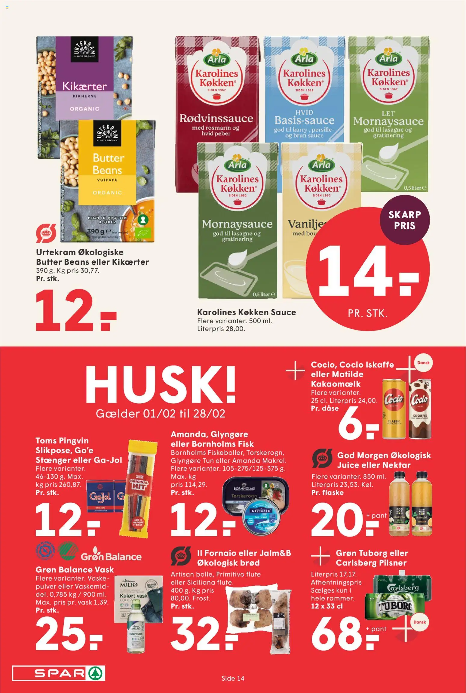 Spar tilbudsavis – gyldig fra 13.02.2026 | Side: 14 | Produkter: Fisk, Mornaysauce, Carpete, Persille