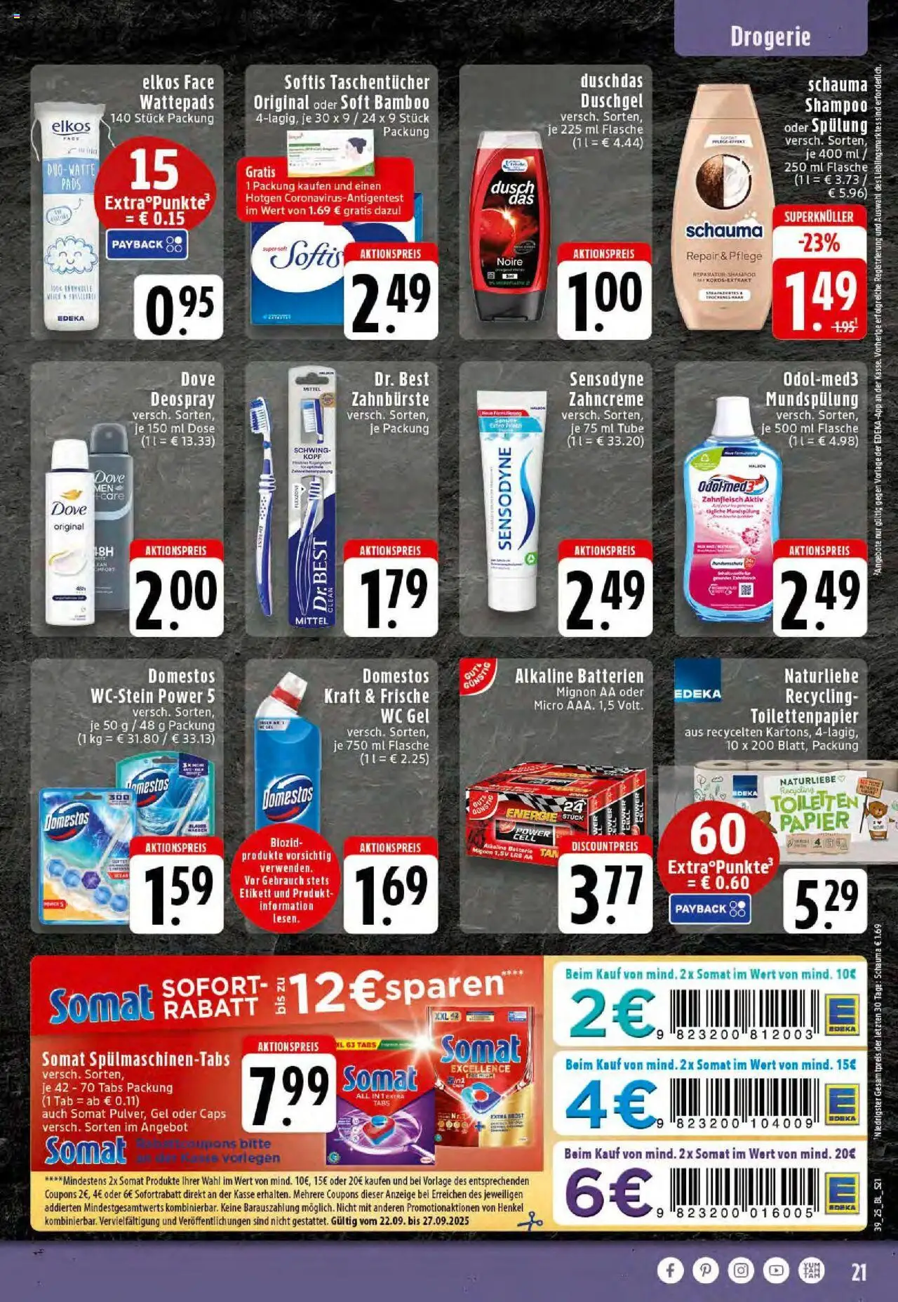Edeka prospekt Dortmund-Eving	 – gültig ab 21.09.2025 | Seite: 21 | Produkte: Wattepads, Schauma shampoo, Deodorant, Toilettenpapier