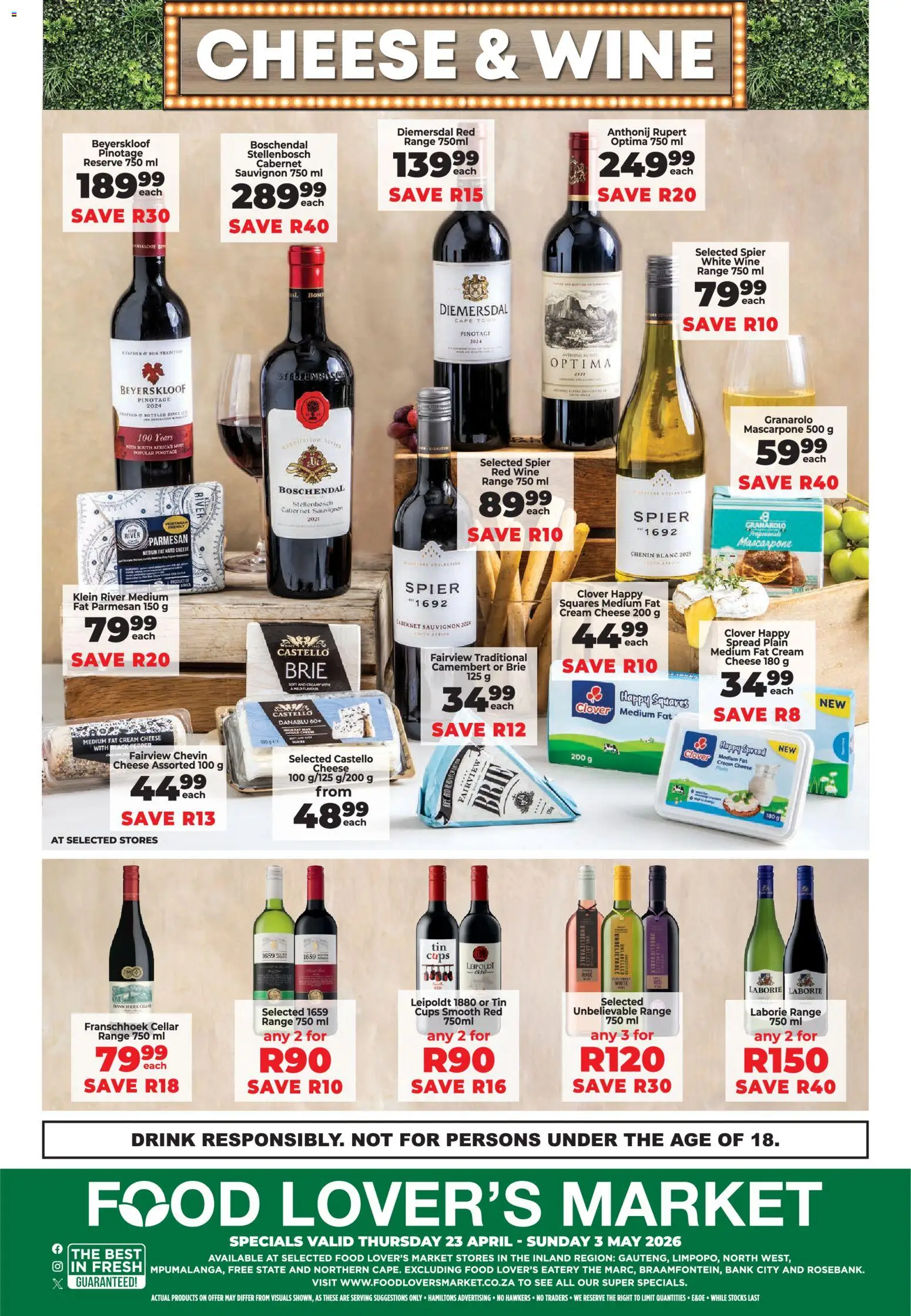 New Food Lover's Market catalogue – valid from 23.04.2026 | Page: 16 | Products: Plate, Cheese, Wine, Cream