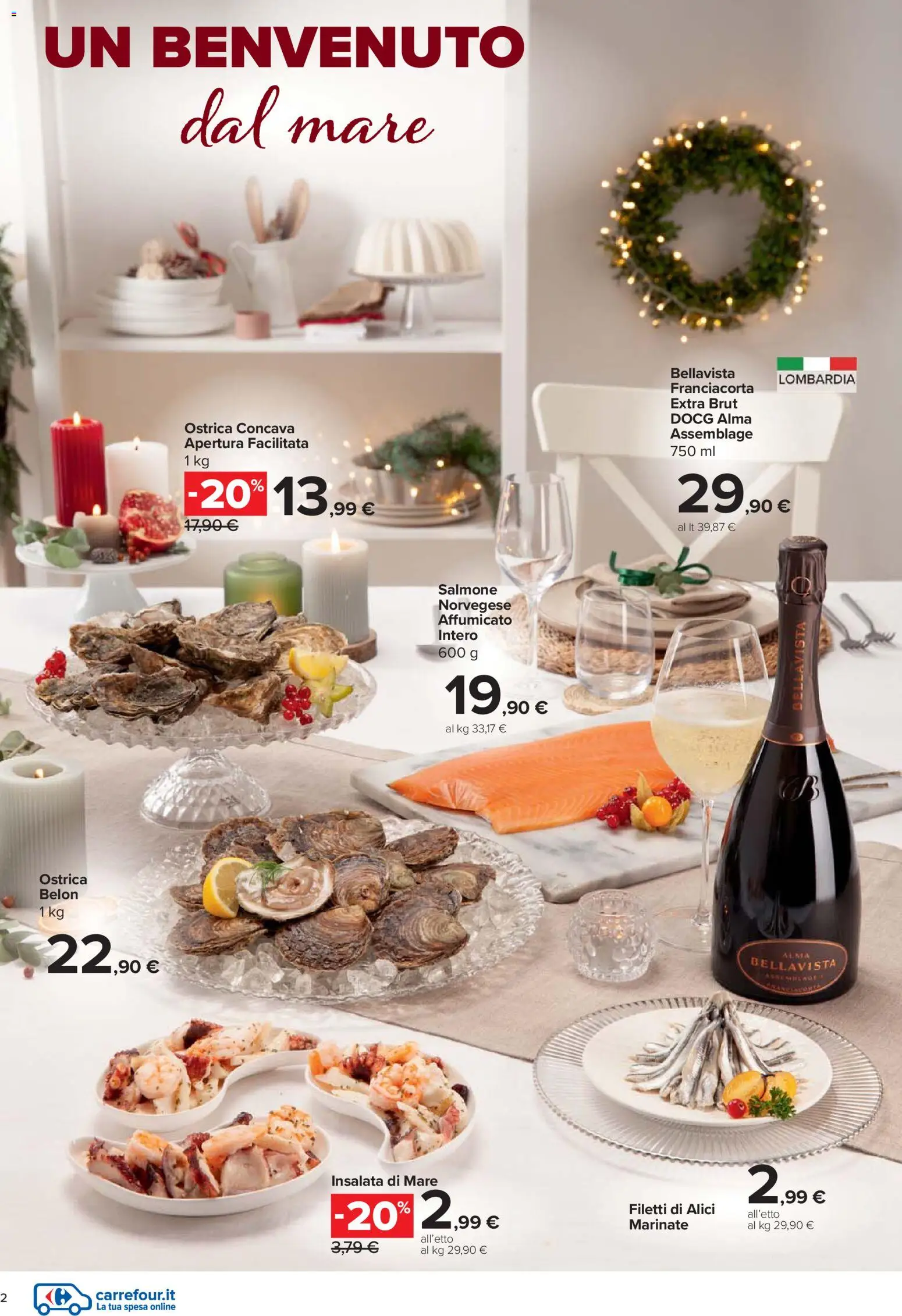 Volantino Carrefour del 27.11.2025 | Pagina: 2 | Prodotti: Salmone, Insalata, Alici