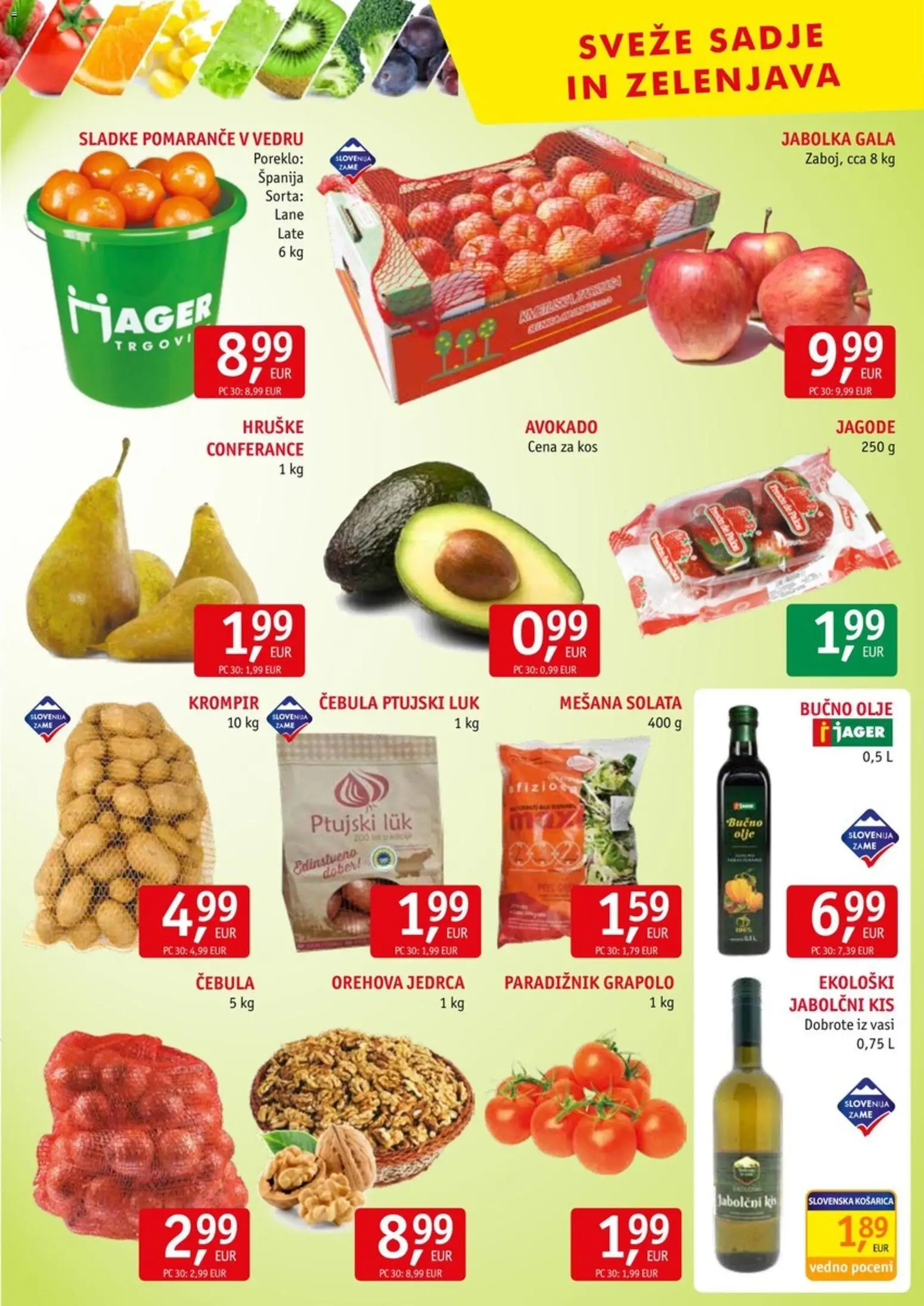 Novi Jager katalog ponudbe – veljaven od 11.03.2026 | Stran: 5 | Izdelki: Bučno olje, Kis, Solata, Zelenjava