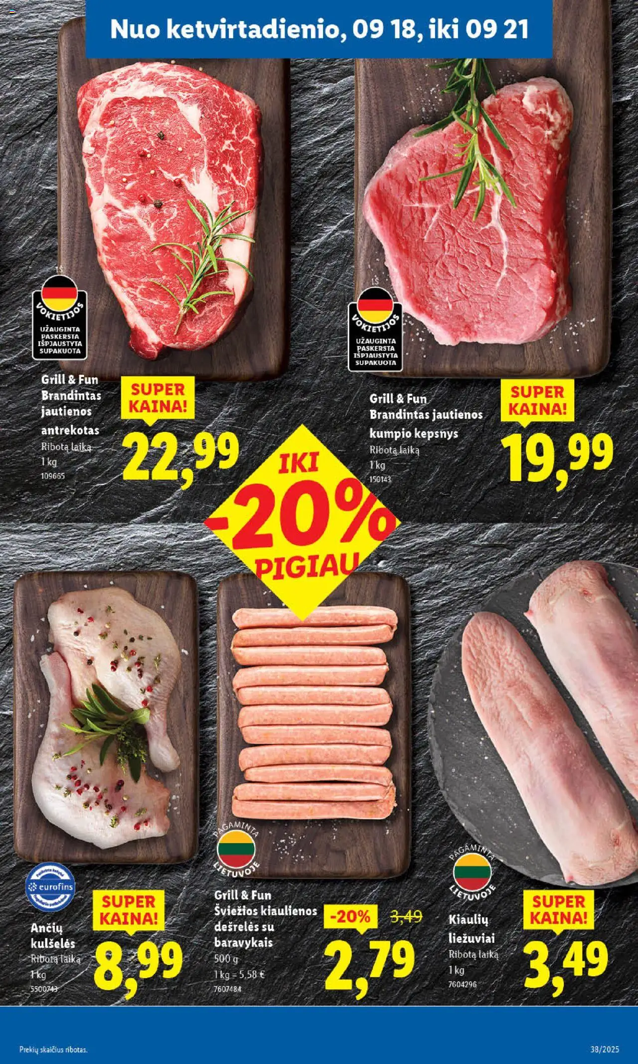 LIDL akcijos nuo 18.09.2025 | Puslapis: 11 | Prekių: Kiaulienos, Jautienos, Dešrelės