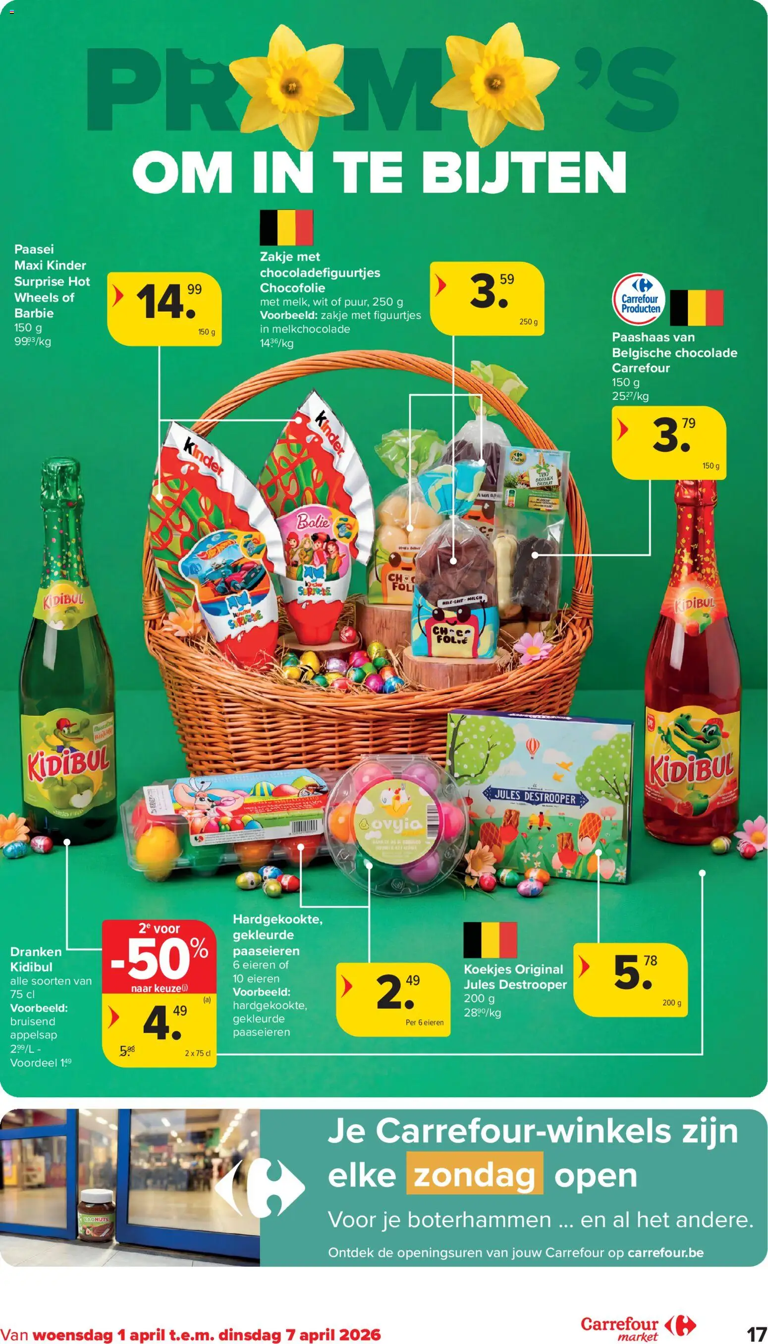 {H1} | Pagina: 17 | Producten: Koekjes, Kinder, Eieren, Chocolade