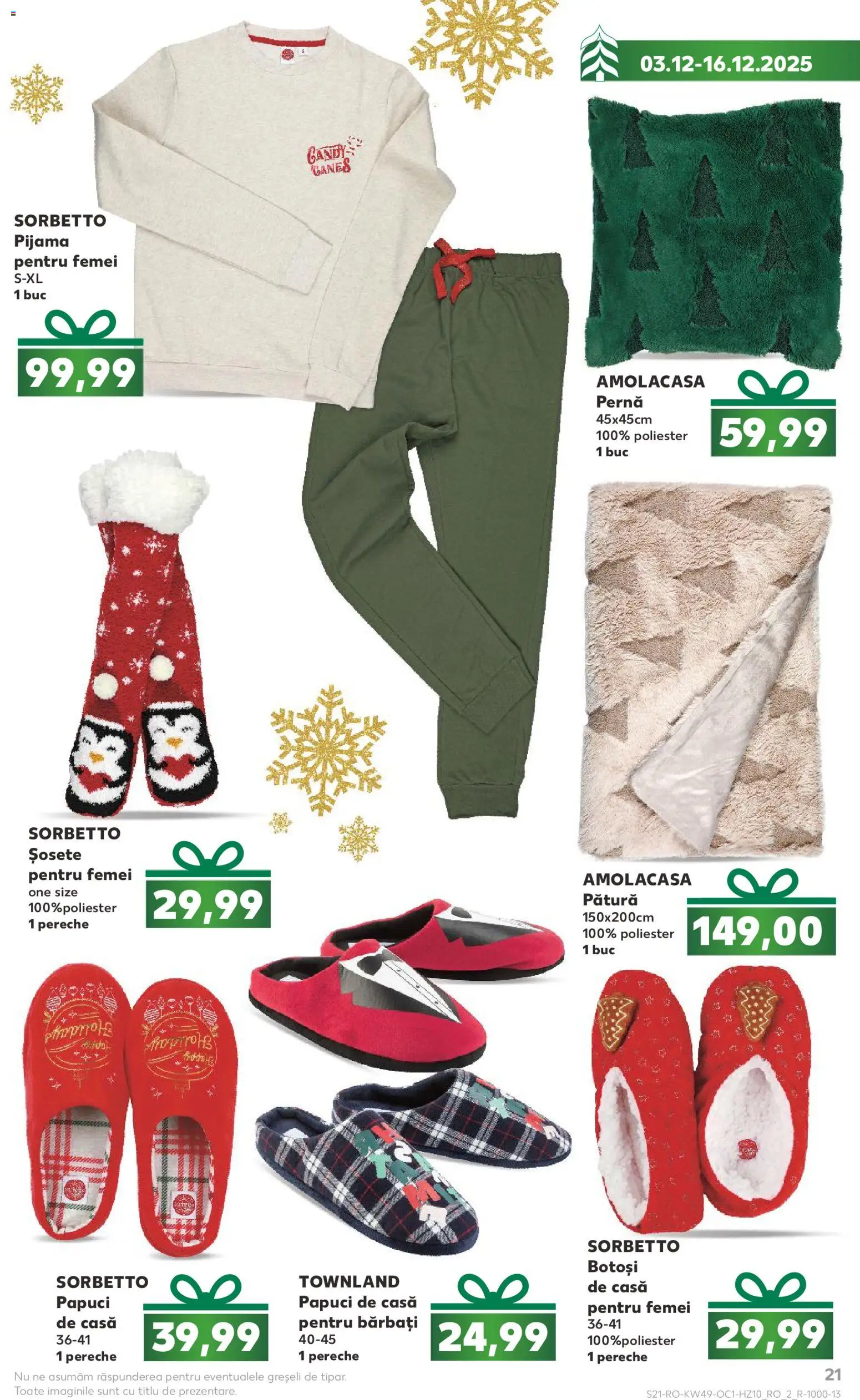 Noul catalog Kaufland – valabil de la 03.12.2025 | Pagină: 21 | Produse: Pernă, Pătură, Șosete, Papuci