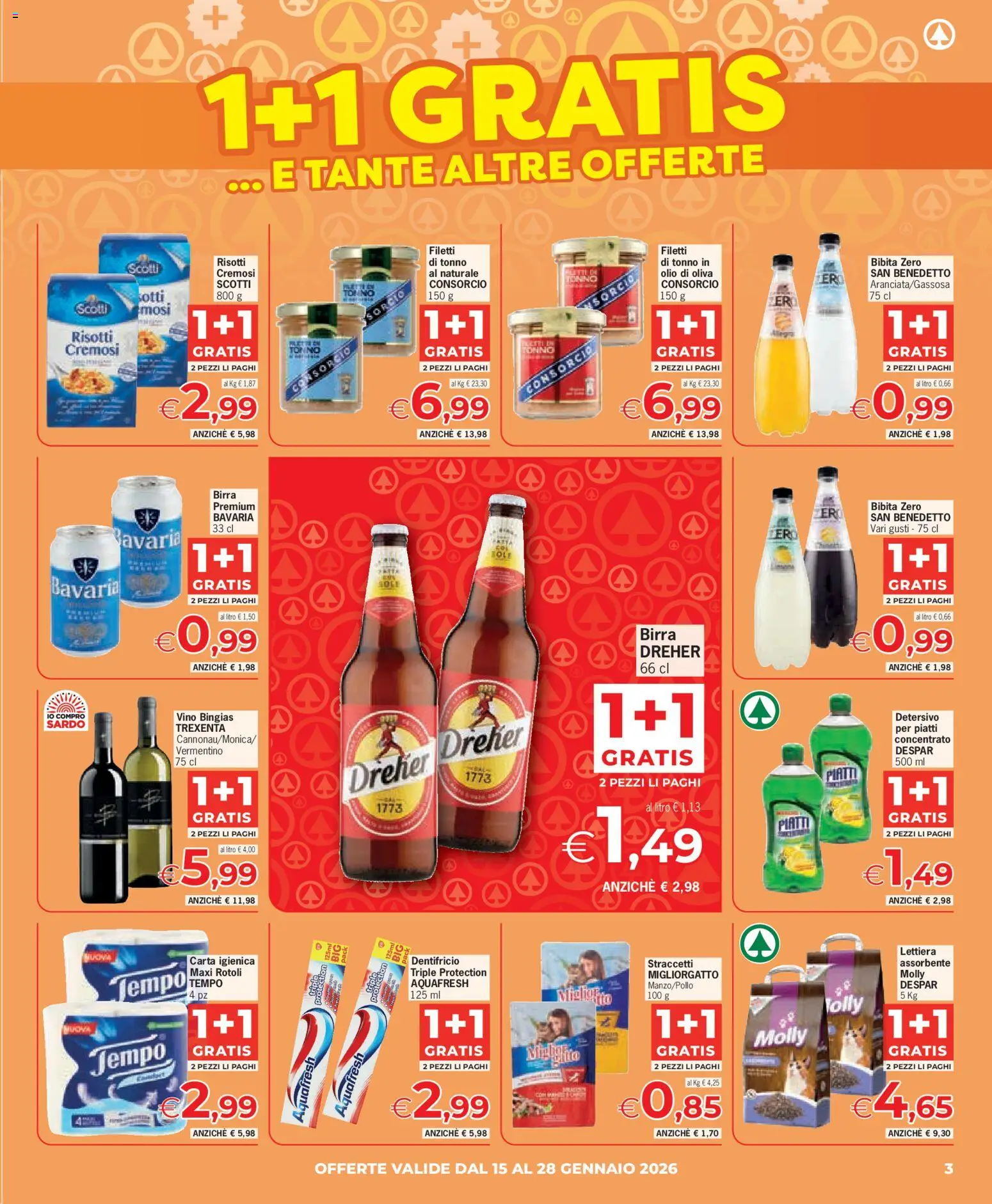 Volantino Eurospar del 15.01.2026 | Pagina: 3 | Prodotti: Dentifricio, Olio, Bibita, Olio di Oliva