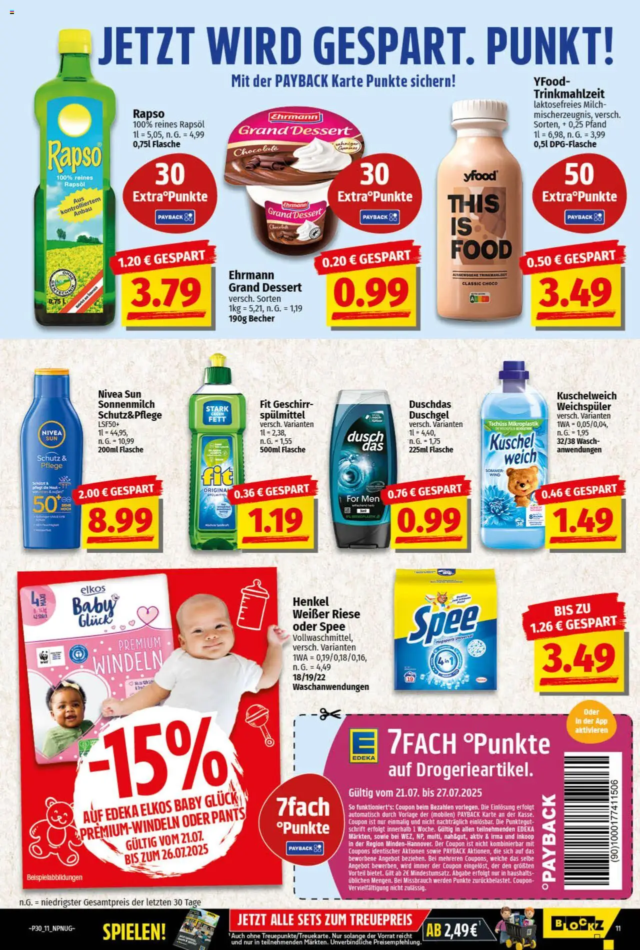 nah & gut Prospekt 	 - gültig ab dem 21.07.2025 | Seite: 11 | Produkte: Milch, Ehrmann grand dessert, YFood, Weichspüler