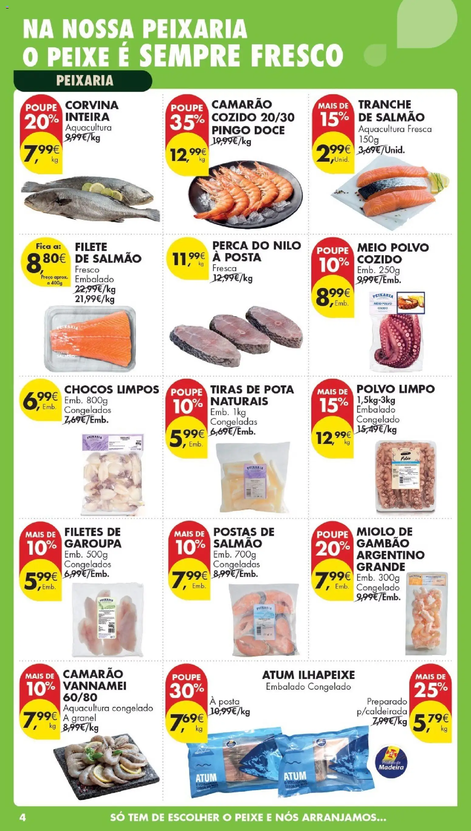 Pingo Doce Poupe Esta Semana Madeira │ válido de 14.04.2026 | Página: 4 | Produtos: Atum, Polvo, Camarão, Peixe