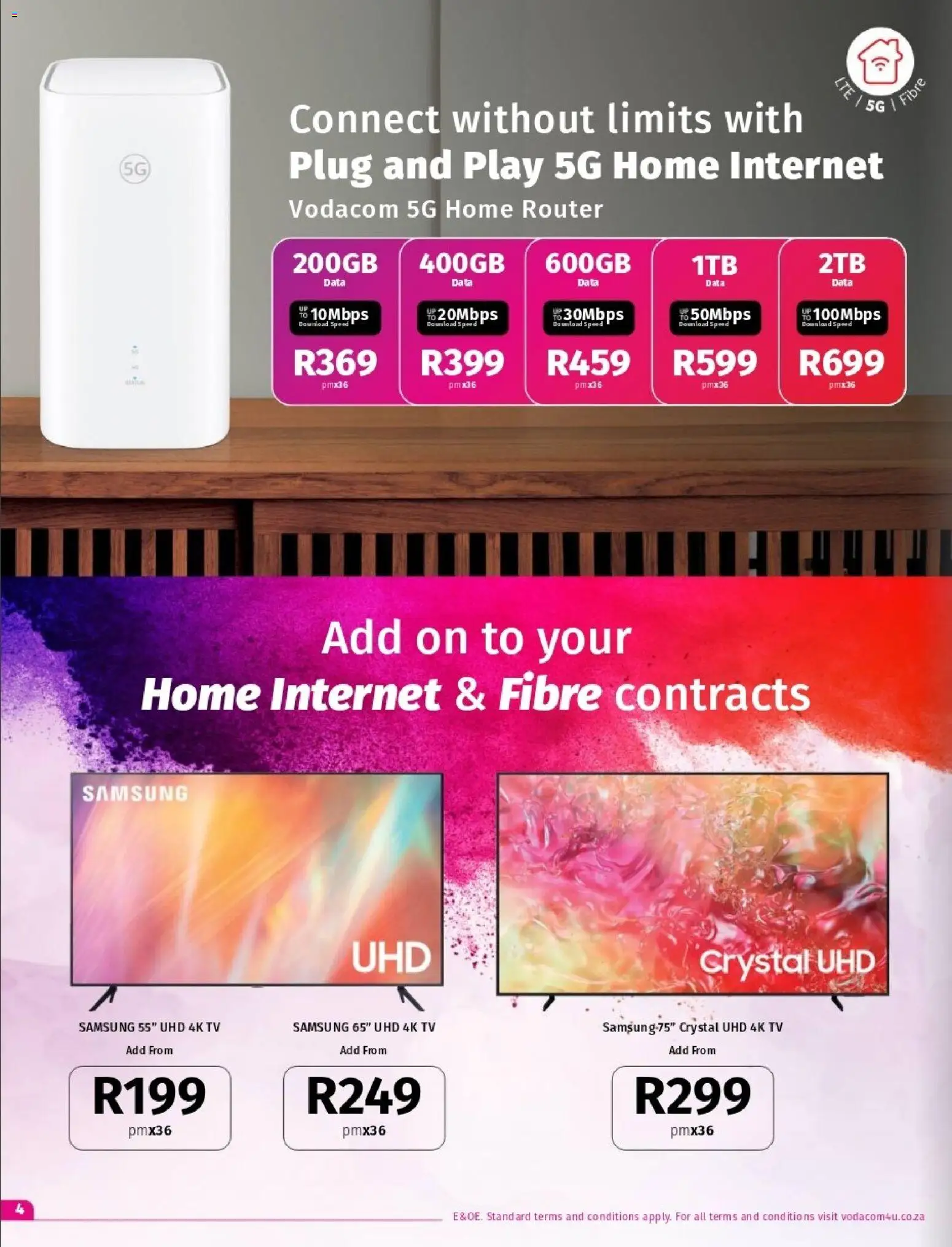 New Vodacom catalogue – valid from 06.03.2026 | Page: 4 | Products: Data, Router, TV