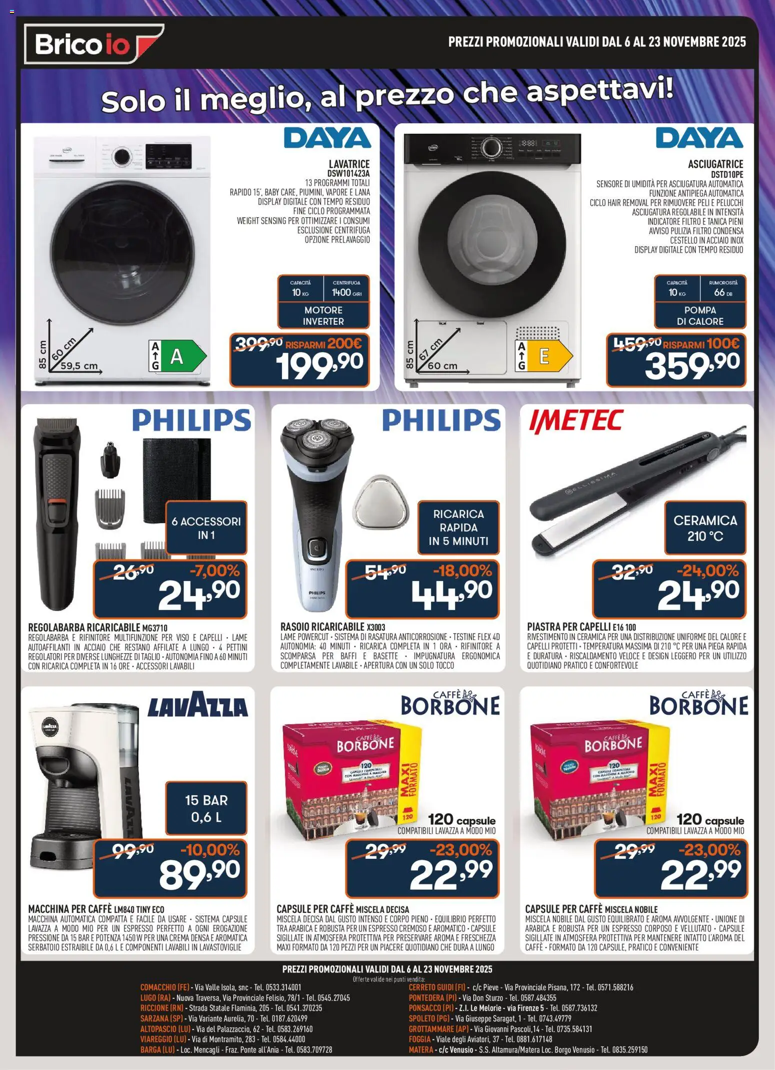 Volantino Brico io del 06.11.2025 | Pagina: 2 | Prodotti: Crema, Centrifuga, Lavatrice, Asciugatrice
