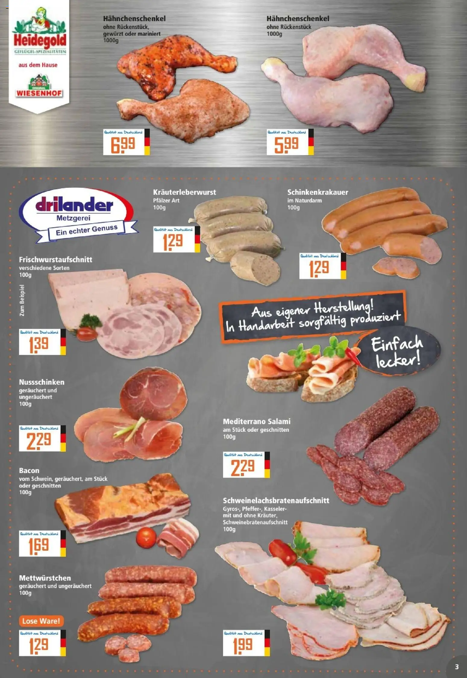 Klaas & Kock Prospekt – gültig ab 27.10.2025 | Seite: 3 | Produkte: Hahnchenschenkel, Salami
