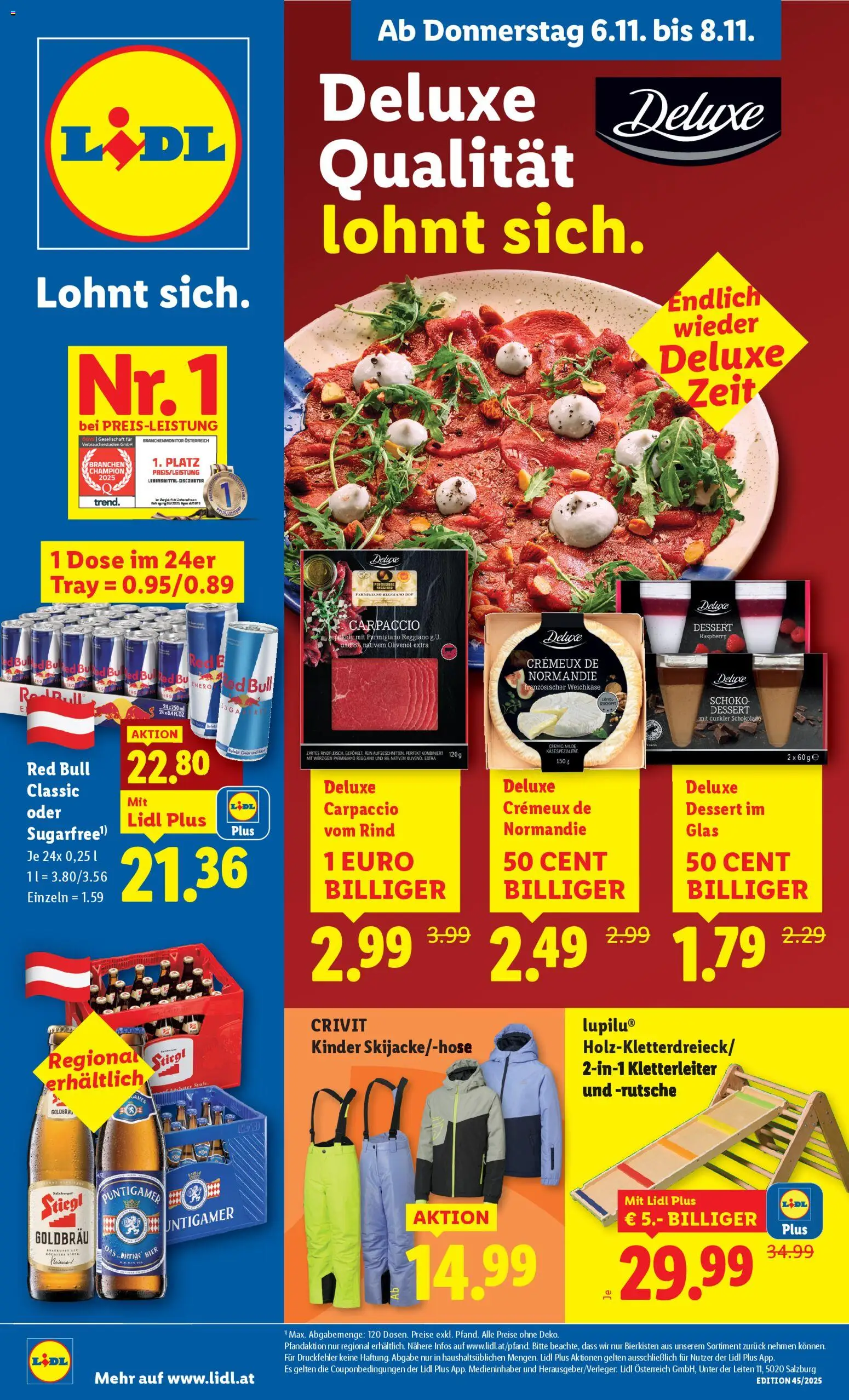 Lidl Flugblatt gültig ab 06.11.2025 | Seite: 1 | Produkte: Schokolade, Bier