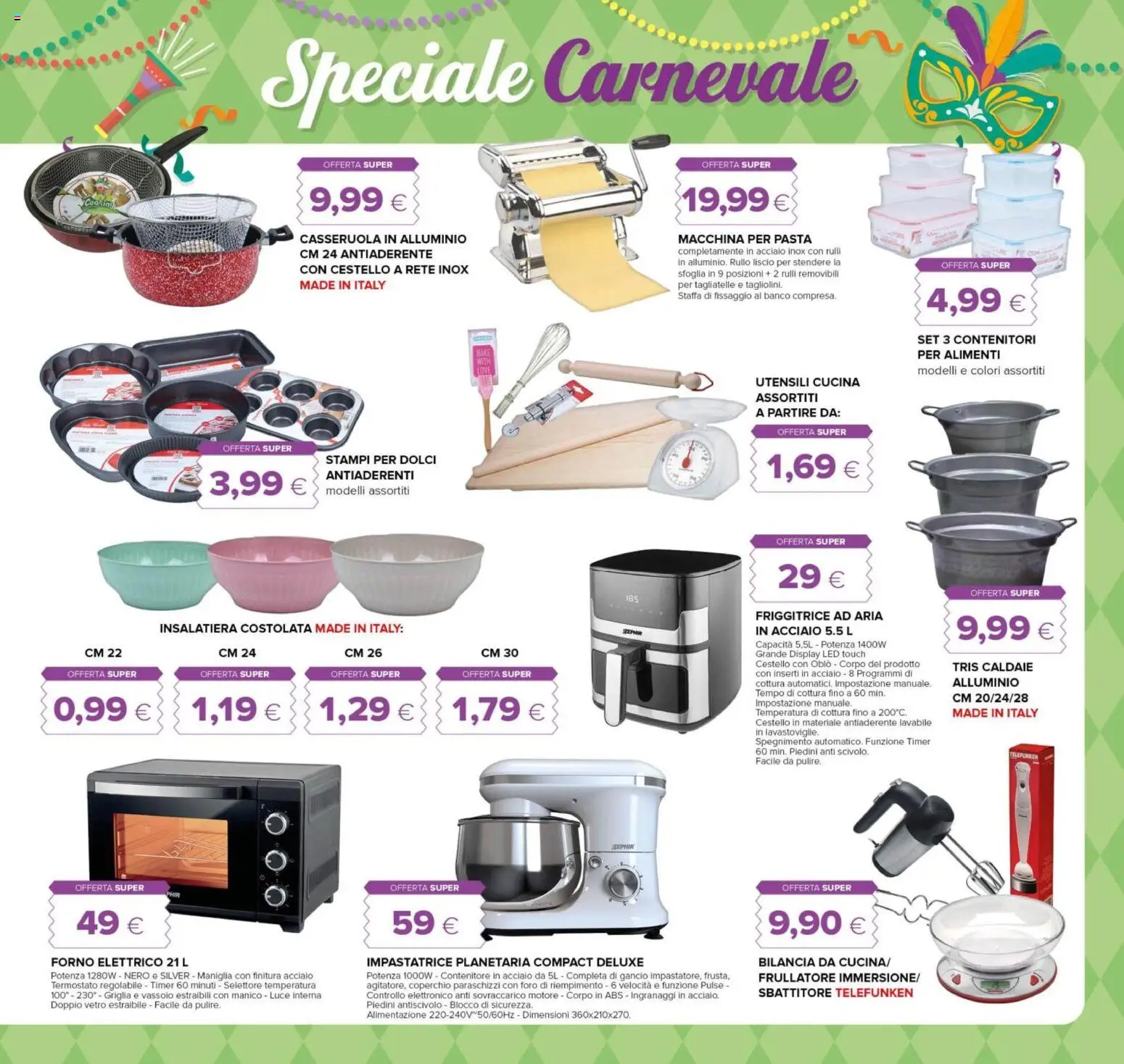 Volantino Oasi del 29.01.2026 | Pagina: 19 | Prodotti: Frullatore, Tagliatelle, Alluminio, Friggitrice