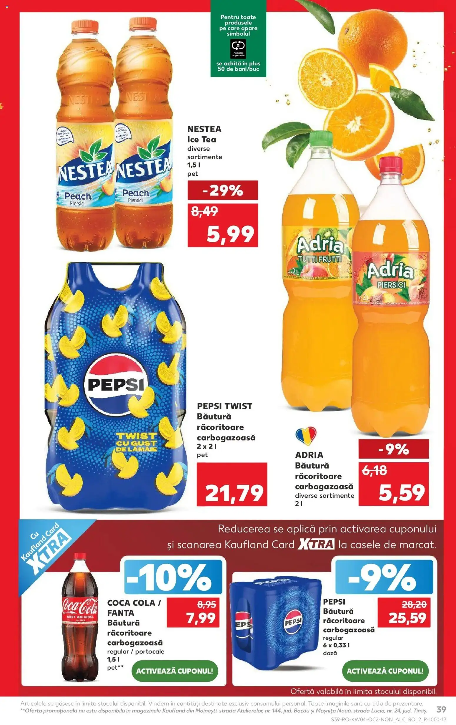 Noul catalog Kaufland – valabil de la 21.01.2026 | Pagină: 39 | Produse: Amerikan servis, Portocale, Ice tea, Lămâie