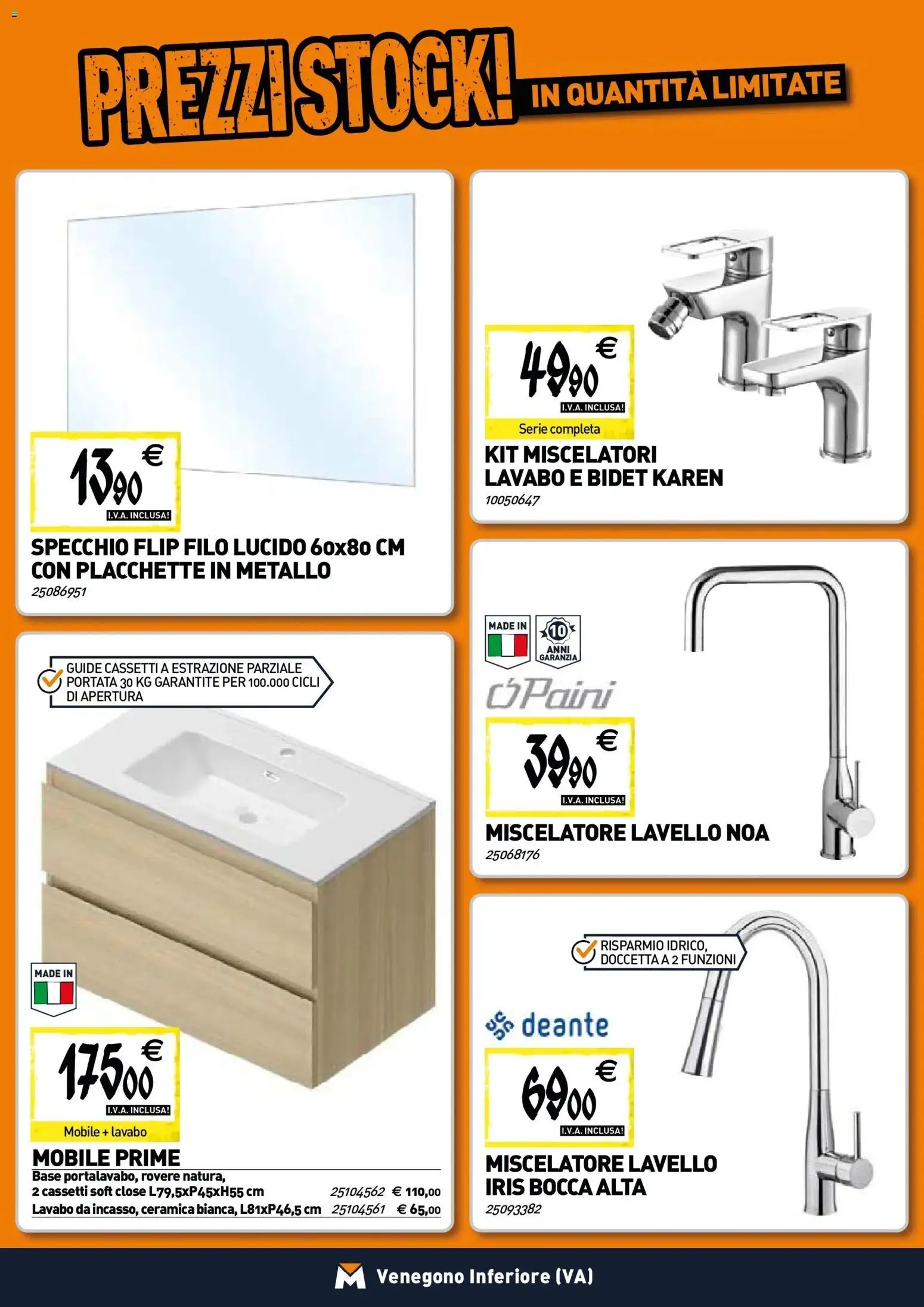 Volantino TECNOMAT del 22.01.2026 | Pagina: 3 | Prodotti: Mobile, Lavello, Miscelatore, Specchio