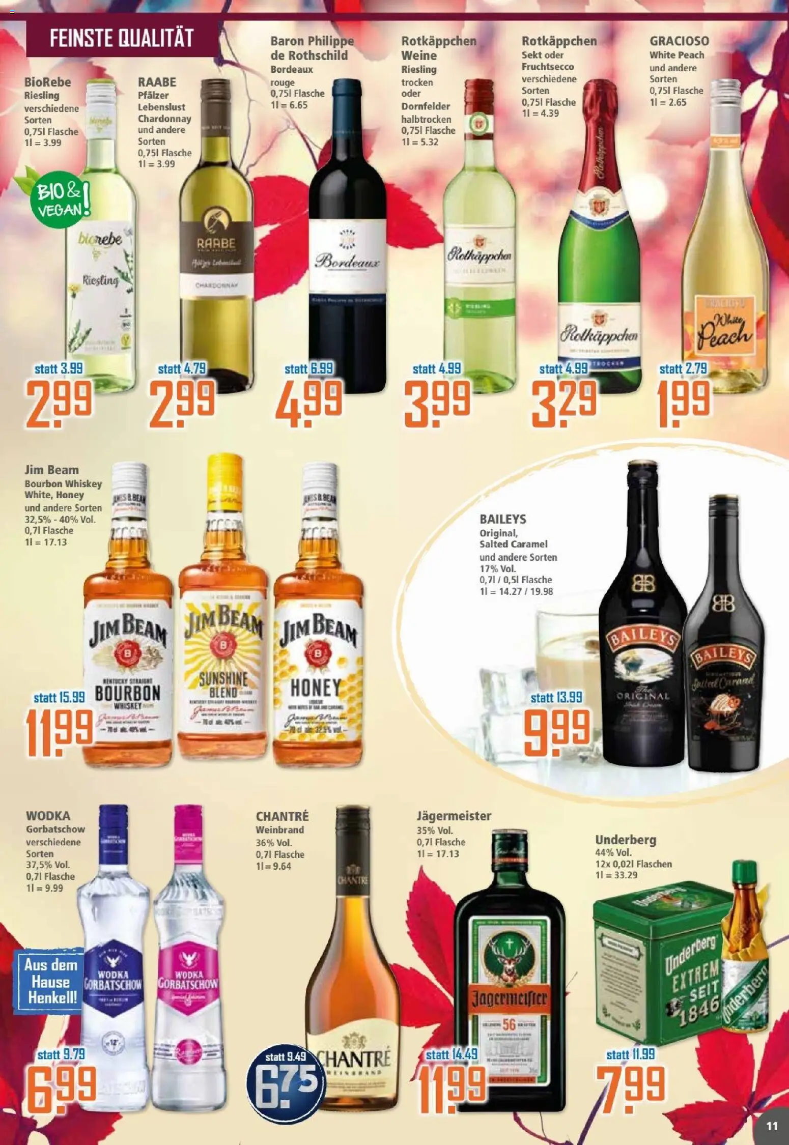 Klaas & Kock Prospekt – gültig ab 03.11.2025 | Seite: 11 | Produkte: Fruchtsecco, Jägermeister, Bourbon, Underberg