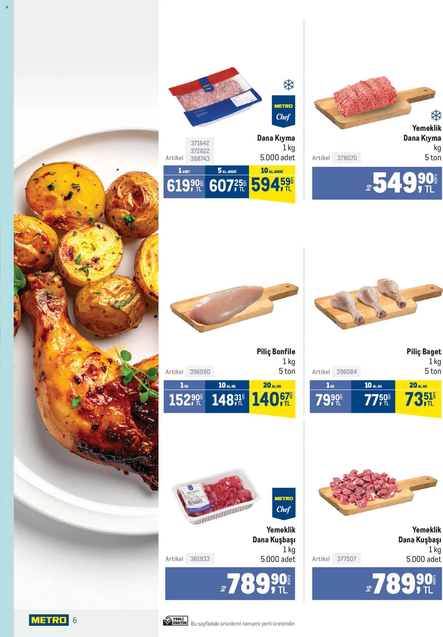 Metro - Lokantalar - 24.12.2025 tarihinden itibaren geçerlidir | Sayfa: 6 | Ürünler: Kıyma, Piliç, Piliç bonfile, Dana kuşbaşı