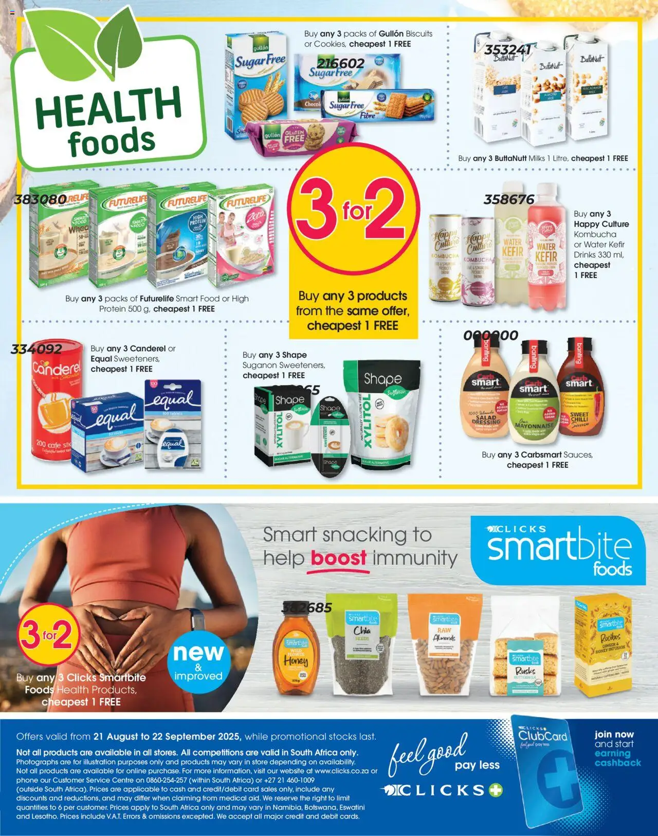 Clicks Specials │ valid from 21.08.2025 | Page: 32 | Products: Biscuits, Dressing, Water, Chilli