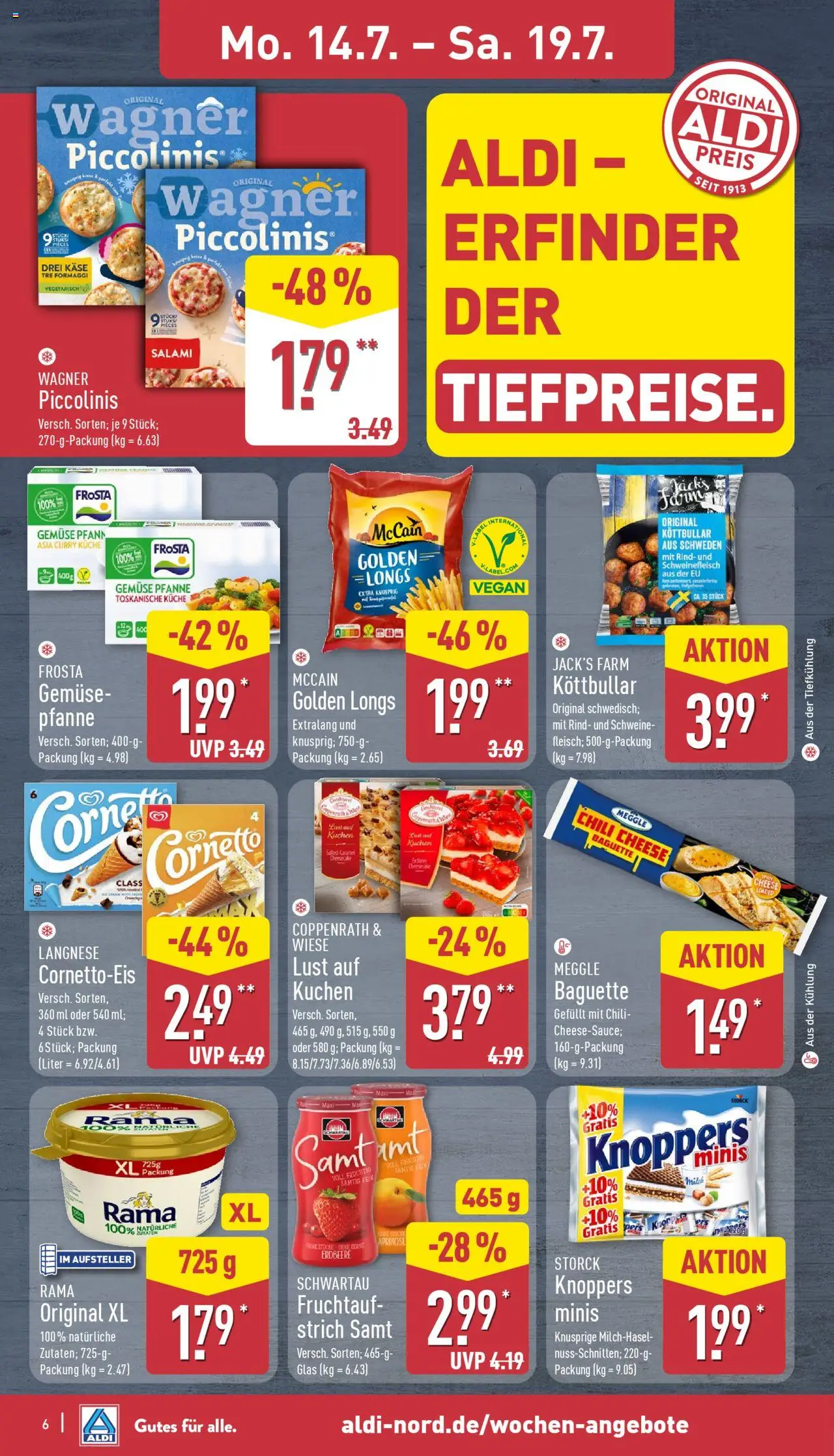 Aldi Prospekt 	 - gültig ab dem 14.07.2025 | Seite: 6 | Produkte: Langnese, Milch, Küche, Piccolinis