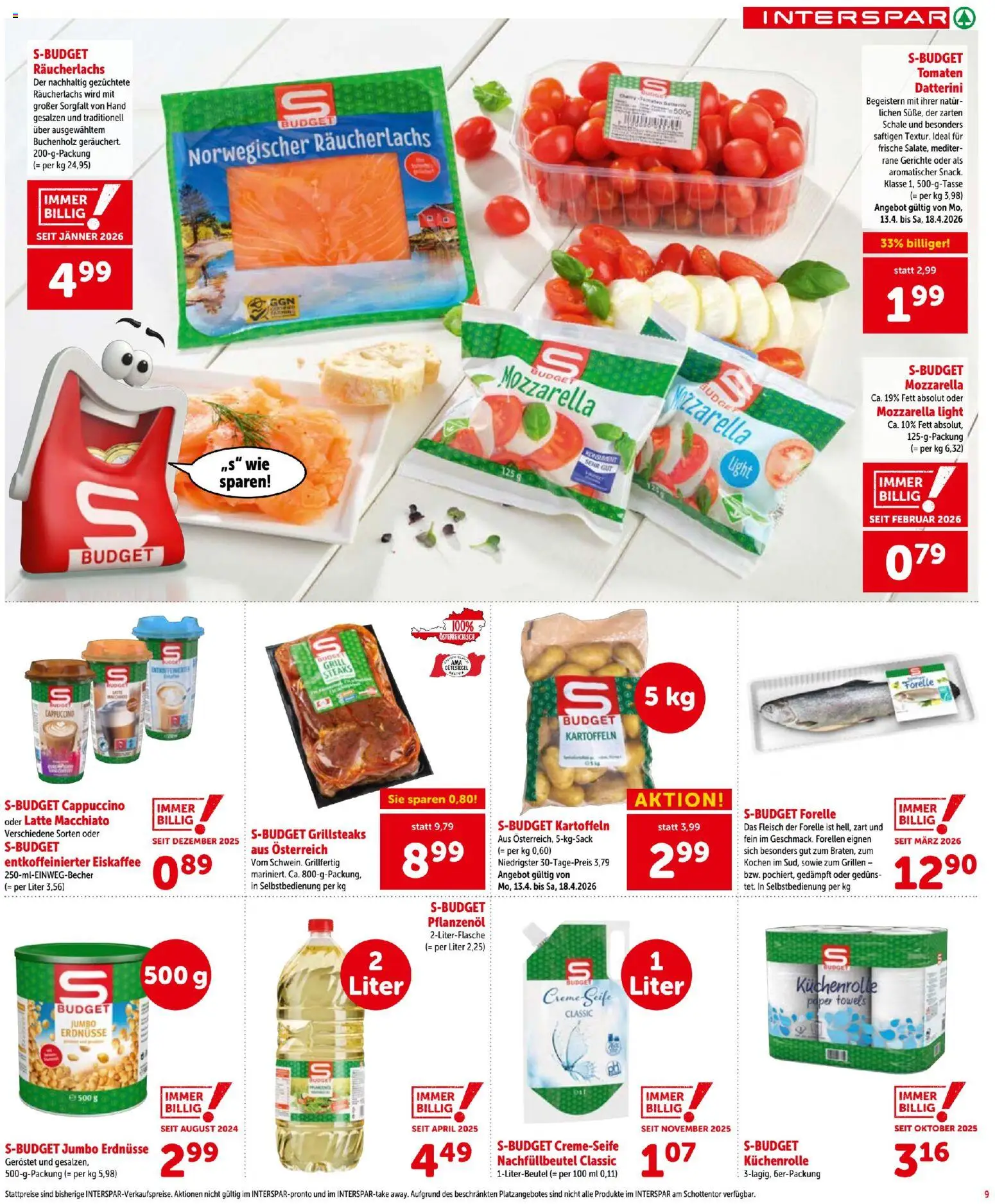 Interspar - Flugblatt gültig ab 16.04.2026 | Seite: 9 | Produkte: Kartoffeln, Папионка, Creme, Seife