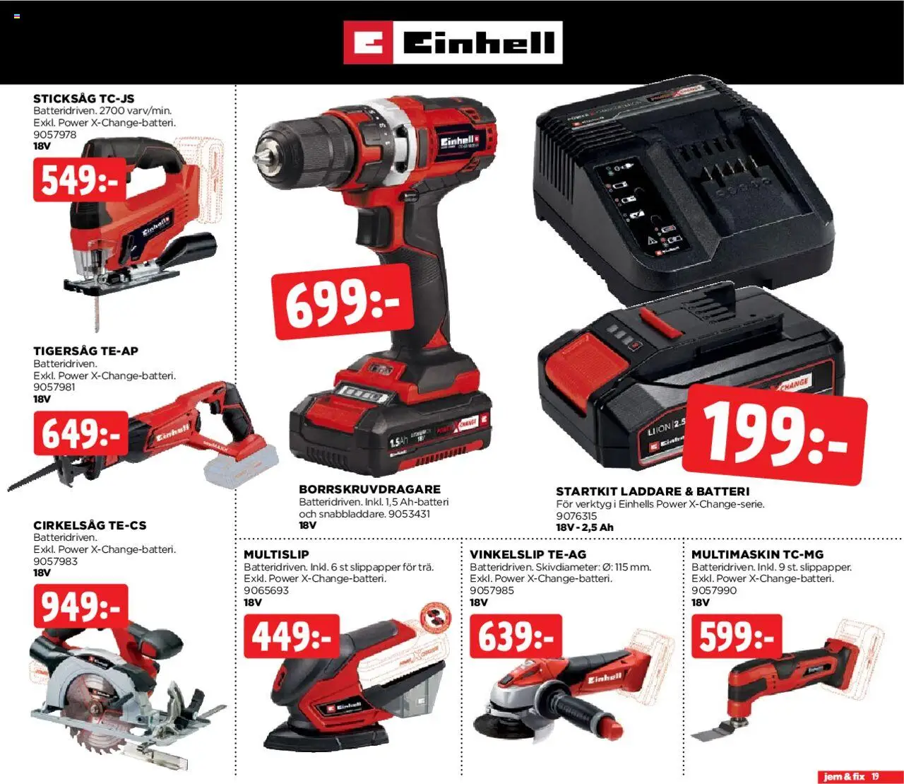Jem & Fix reklamblad aktuell från 04.08.2025 | Sida: 19 | Produkter: Batteri, Laddare