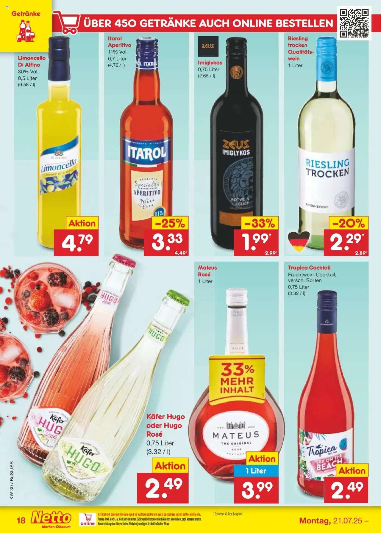 Netto Marken-Discount Prospekt 	 - gültig ab dem 21.07.2025 | Seite: 26 | Produkte: Rotwein, Limoncello, Wein, Hugo