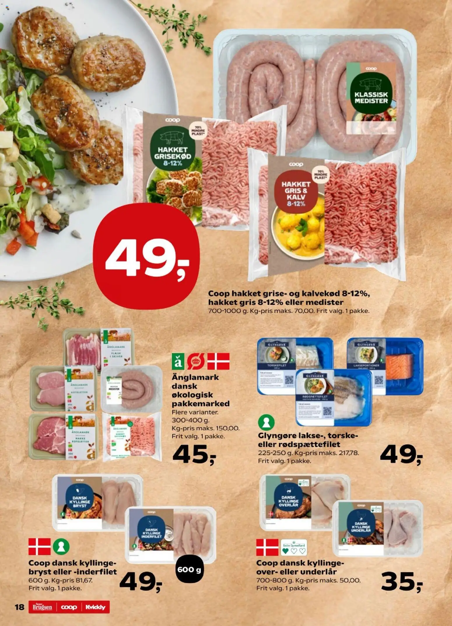 Super Brugsen tilbudsavis – gyldig fra 13.03.2026 | Side: 18 | Produkter: Koteletter
