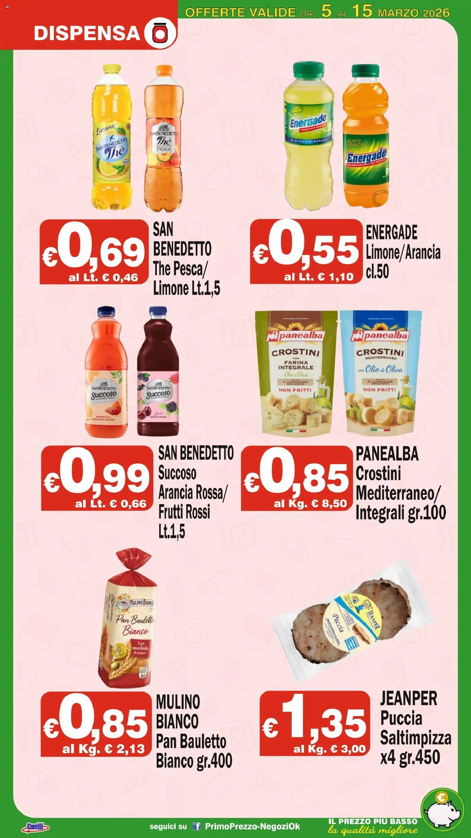 Volantino Primo Prezzo del 05.03.2026 | Pagina: 12 | Prodotti: Farina, Crostini, Arancia, Olio di Oliva