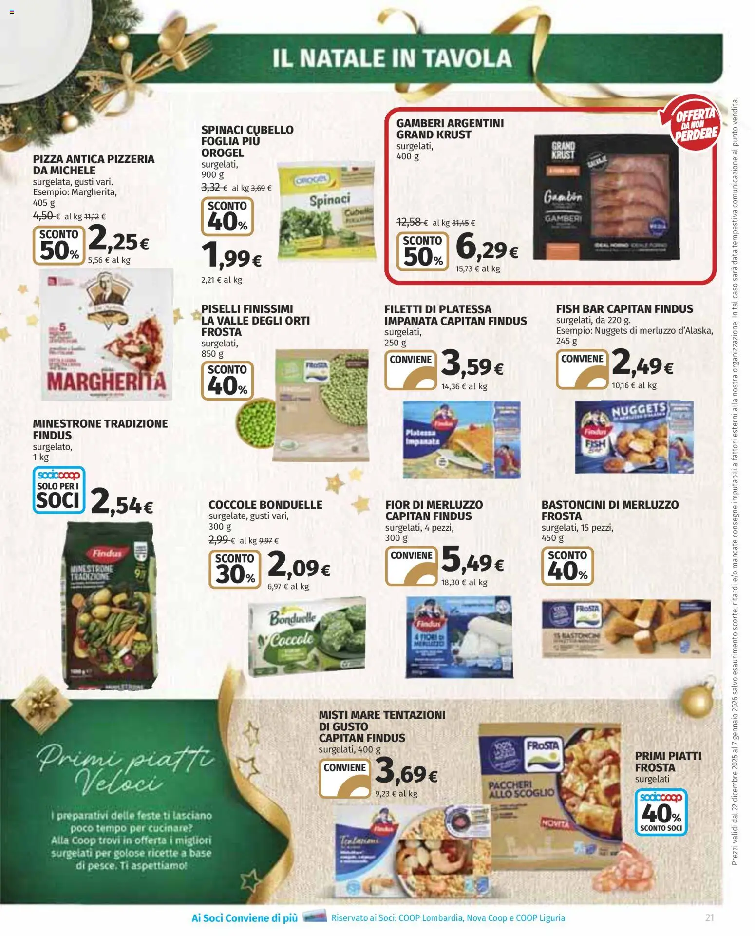 Volantino COOP del 22.12.2025 | Pagina: 21 | Prodotti: Merluzzo, Nuggets, Spinaci, Piselli
