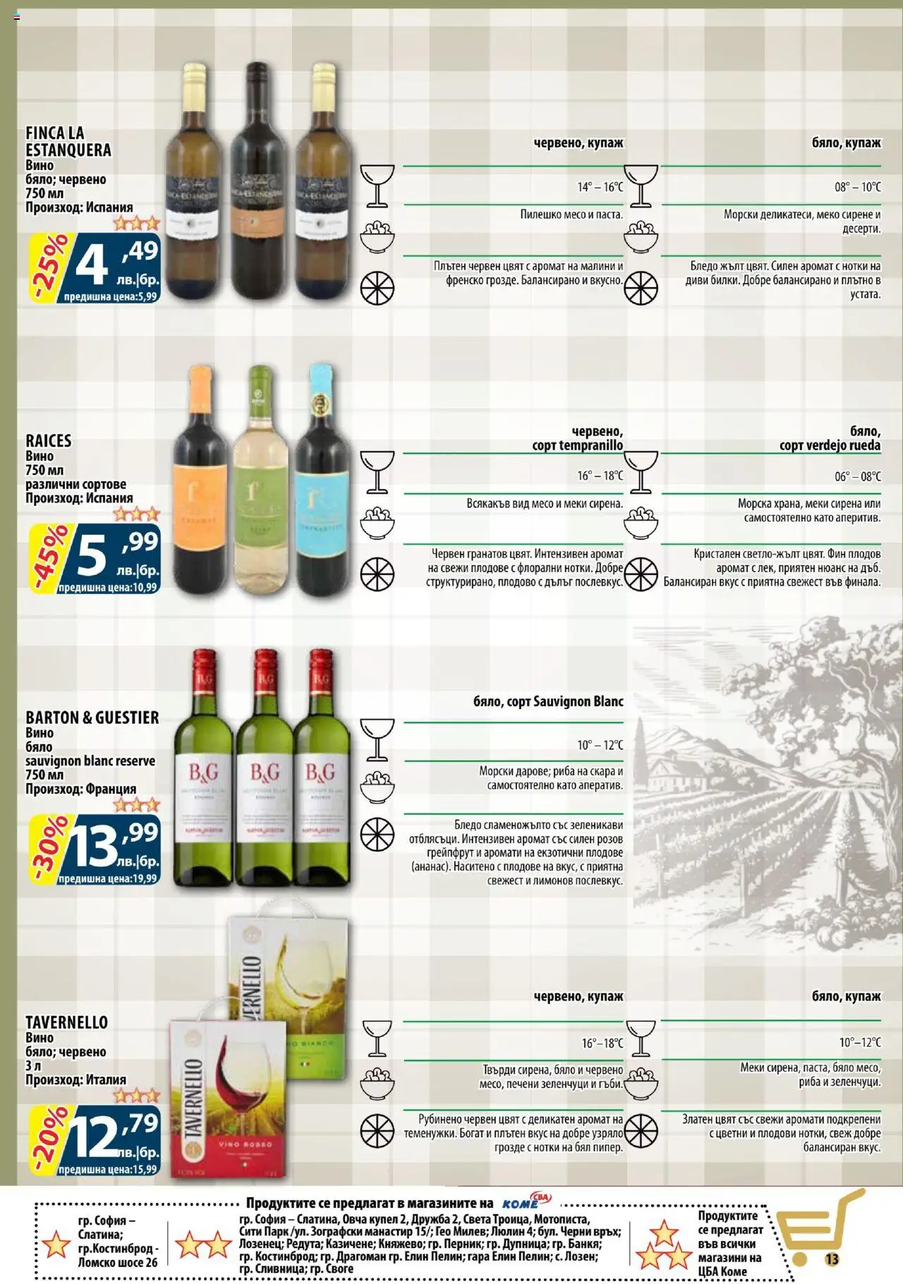  | Страница: 13 | Продукти: Сирене, Вино, Скара, Малини