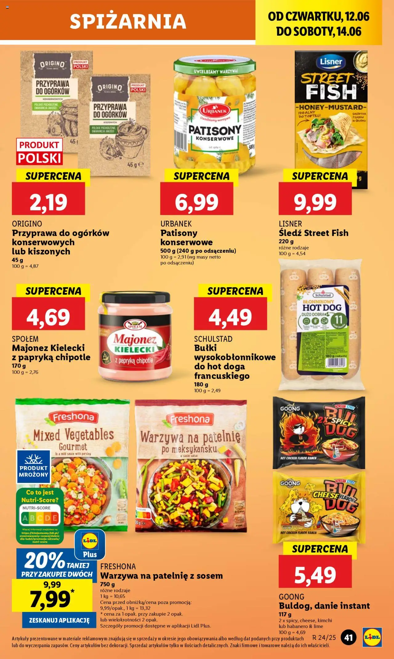 Lidl Gazetka od 12.06.2025 | Strona: 49 | Produkty: Kimchi, Śledź, Warzywa na patelnie, Patelnie
