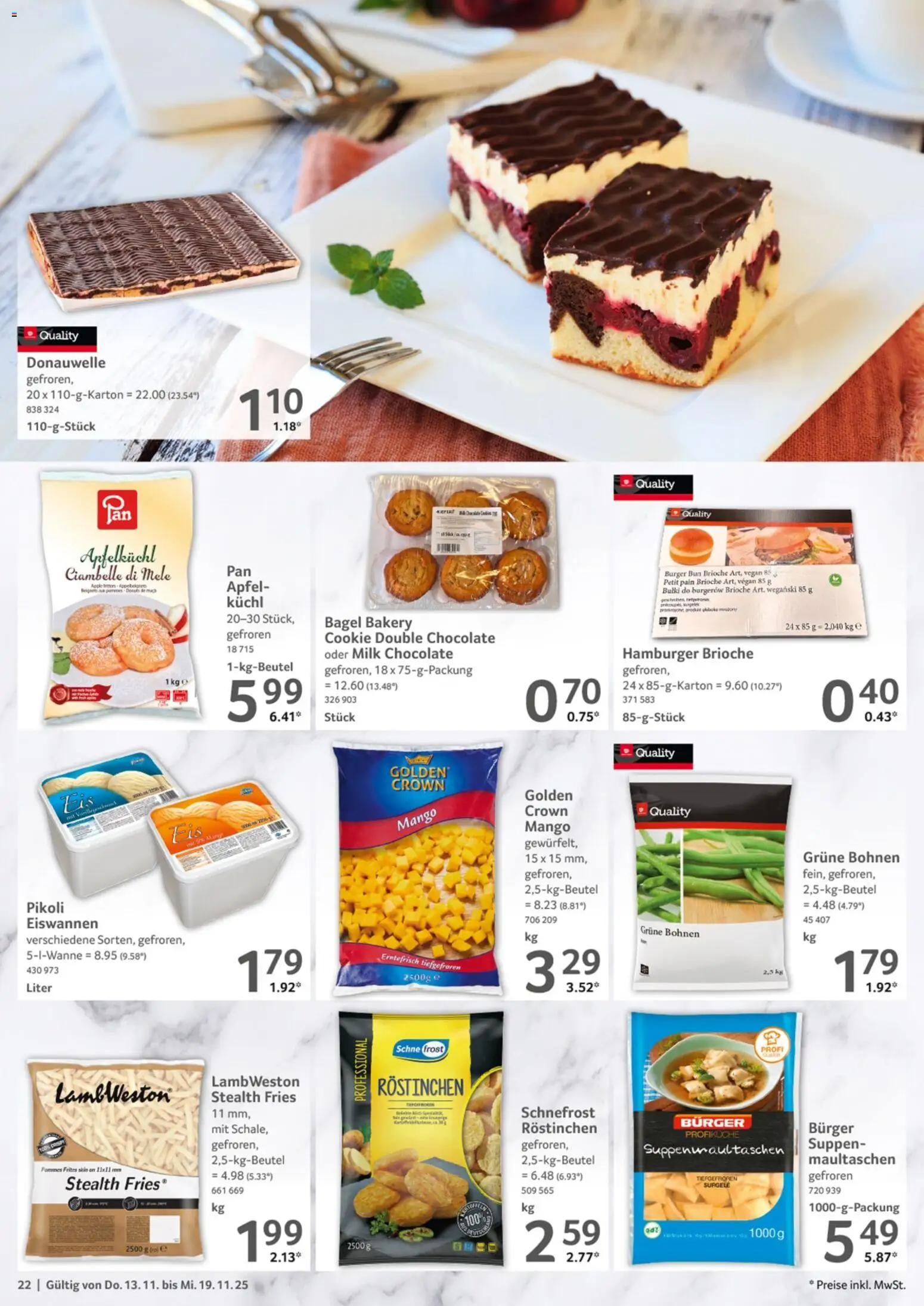 Selgros Prospekt 	 – gültig ab 13.11.2025 | Seite: 22 | Produkte: Burger, Burger bun, Äpfel, Mango