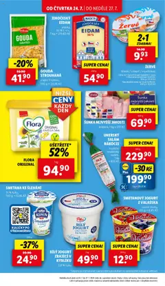 Lidl leták od 24.07.2025 | Strana: 14 | Produkty: Šunka, Milbona, Smetana ke šlehání, Bílý jogurt