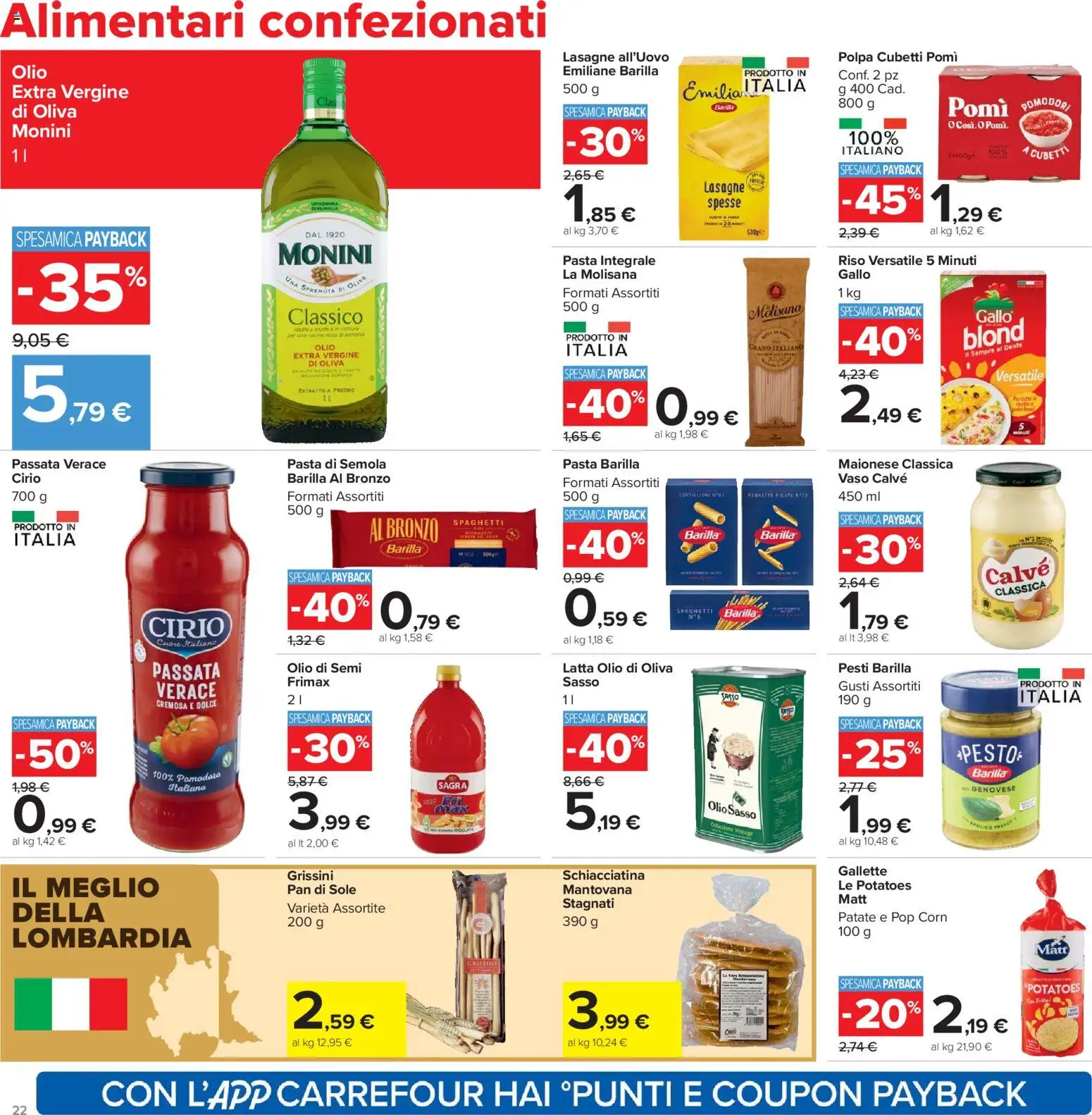 Volantino Carrefour del 24.03.2026 | Pagina: 22 | Prodotti: Pomodori, Pasta, Pop corn, Olio di Oliva