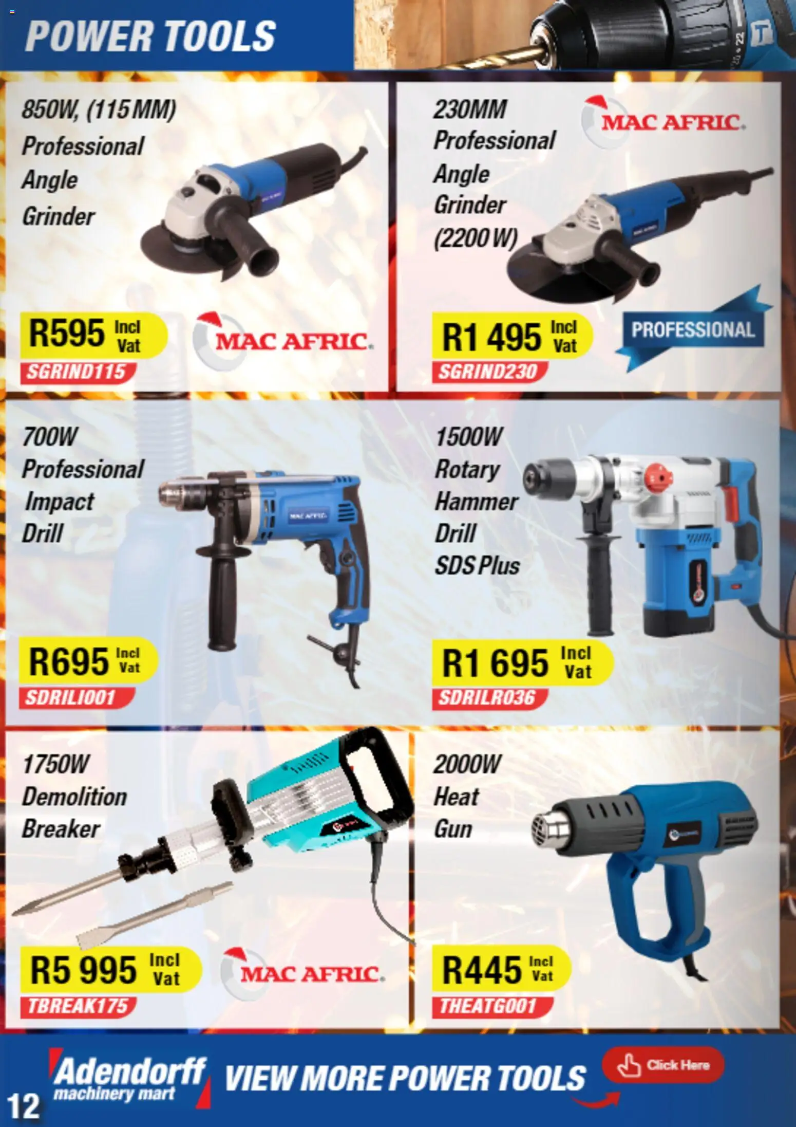 New Adendorff catalogue – valid from 01.01.2026 | Page: 14 | Products: Grinder, Drill, Hammer, Angle grinder