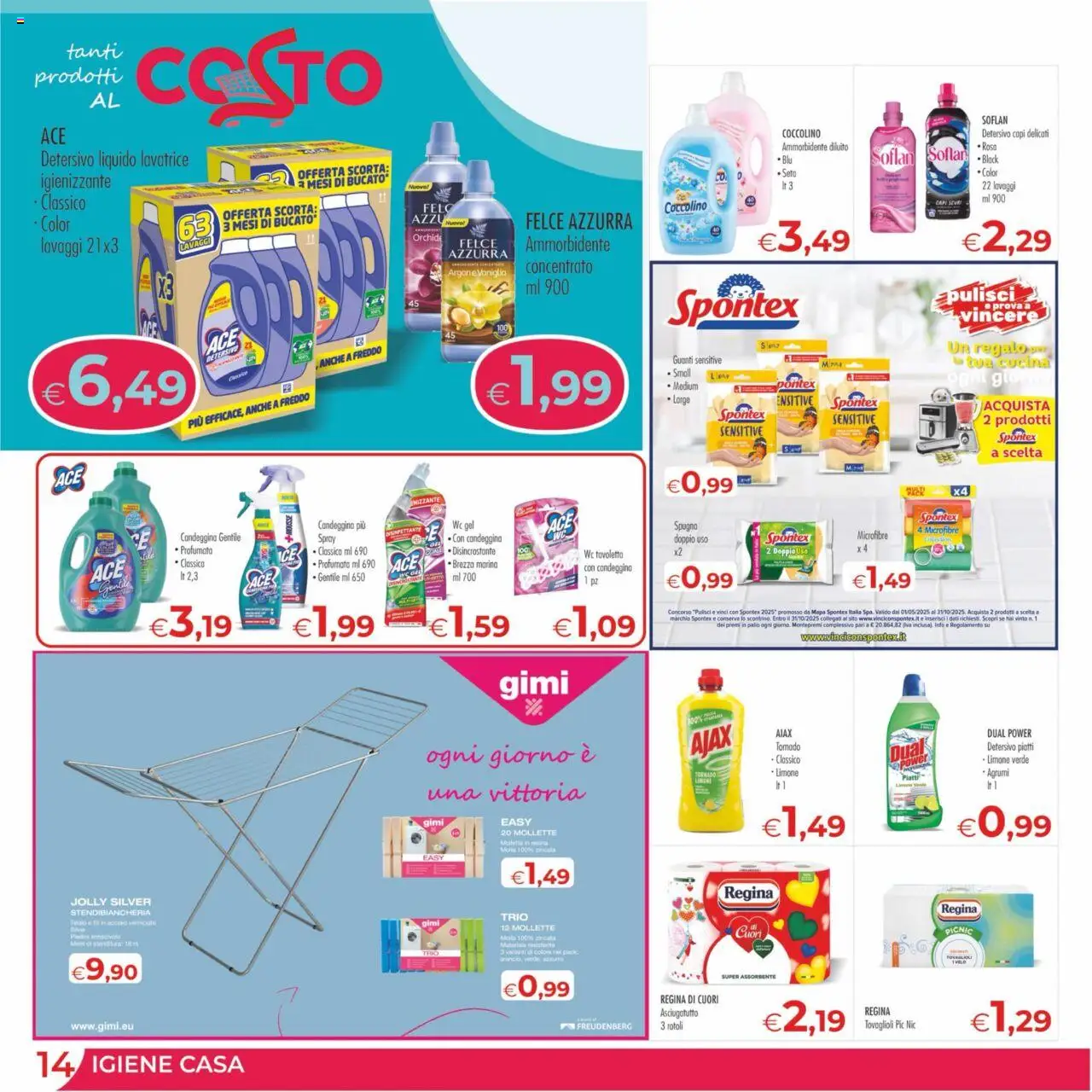Volantino MerSi Supermercati del 04.06.2025 | Pagina: 14 | Prodotti: Ammorbidente, Candeggina, Guanti, Asciugatutto