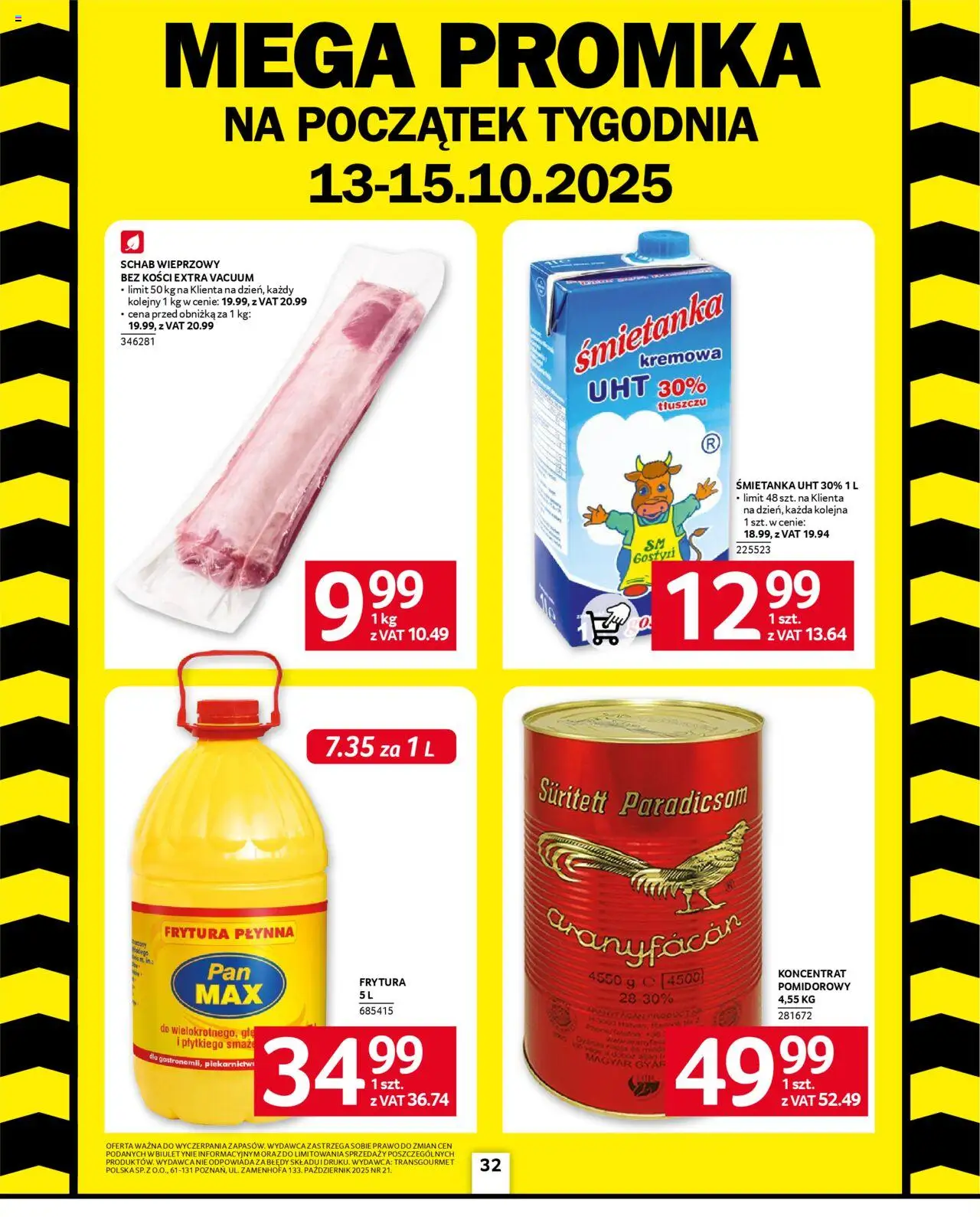Selgros cash&carry Gazetka - Poznań oferta dla gastronomii od 09.10.2025 | Strona: 30 | Produkty: Schab, Frytura, Schab wieprzowy, Schab wieprzowy bez kości