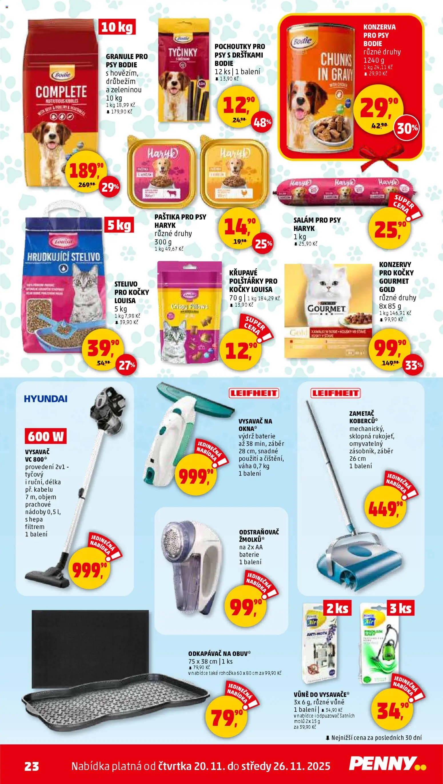 Penny Market leták - Čtvrtečník od 20.11.2025 | Strana: 23 | Produkty: Leifheit, Vysavač, Konzerva pro psy, Paštika