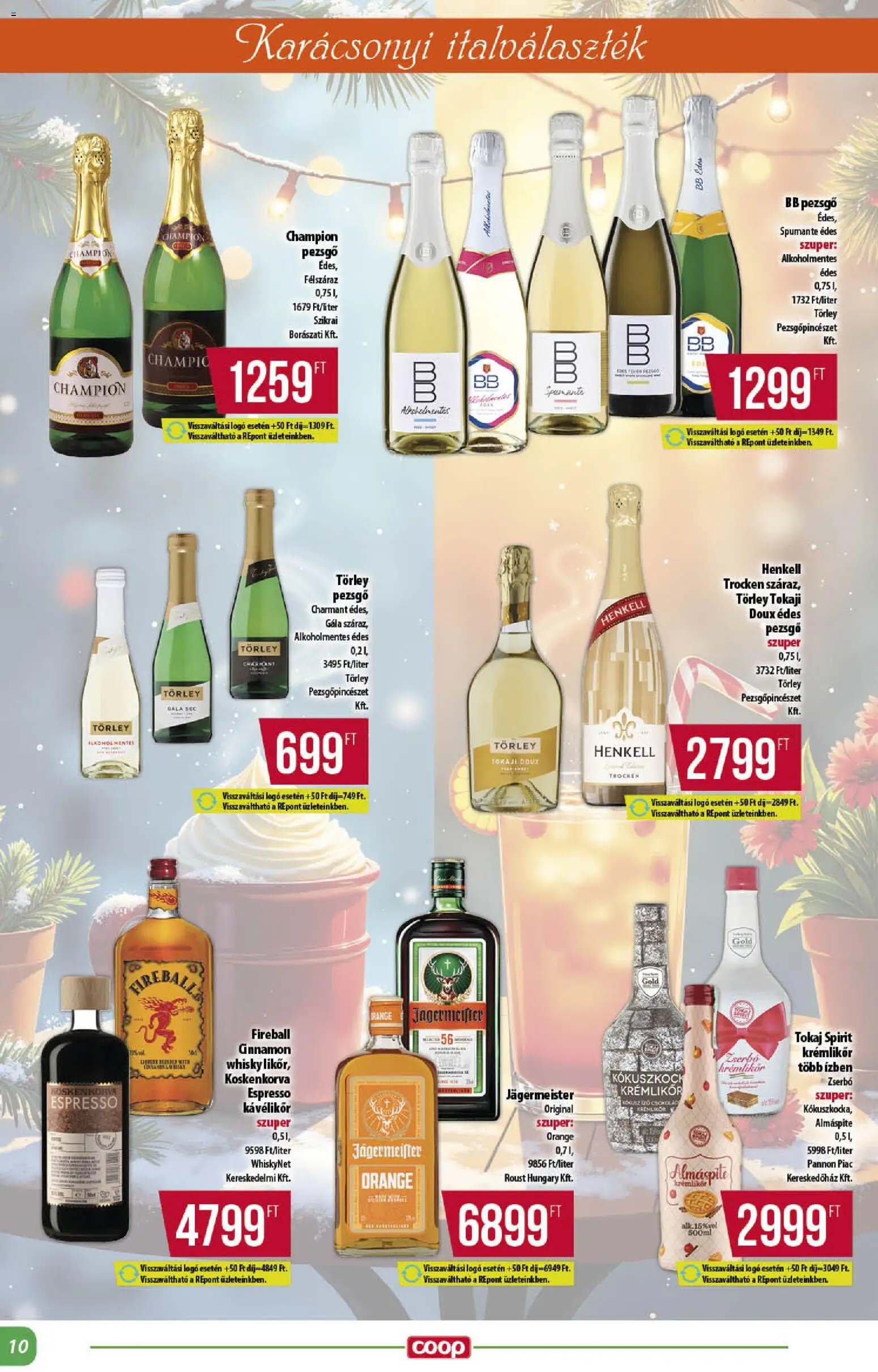 COOP akciós ujság - amely érvényes a következő dátumtól: 11.12.2025 | Oldal: 10 | Termékek: Jägermeister, Pezsgő, Bb pezsgő, Whisky