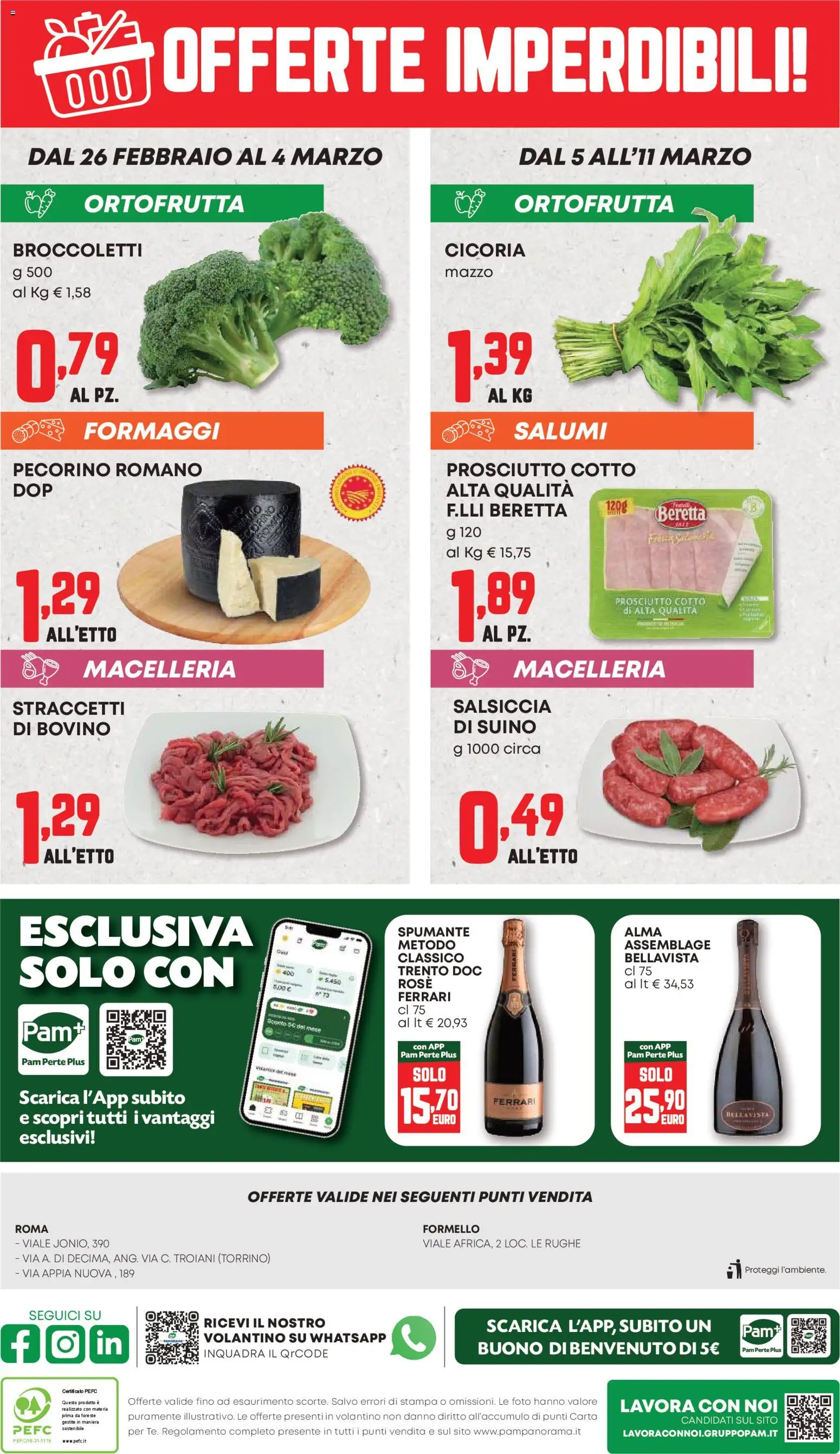 Volantino PAM del 26.02.2026 | Pagina: 1 | Prodotti: Suino, Broccoletti, Stampa, Pecorino Romano
