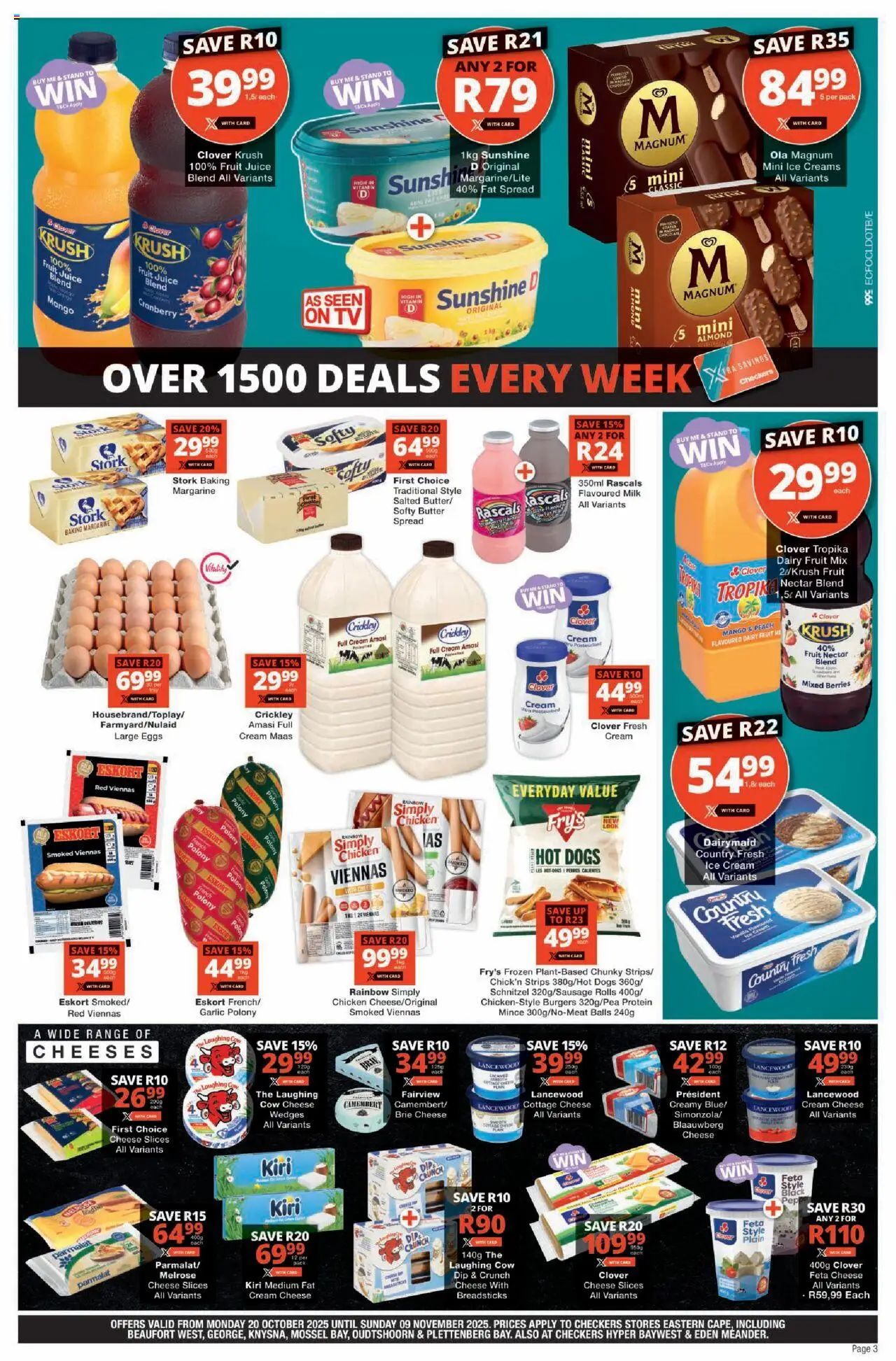 New Checkers catalogue – valid from 20.10.2025 | Page: 3 | Products: Milk, Máscara de pestañas, Garlic, Peach