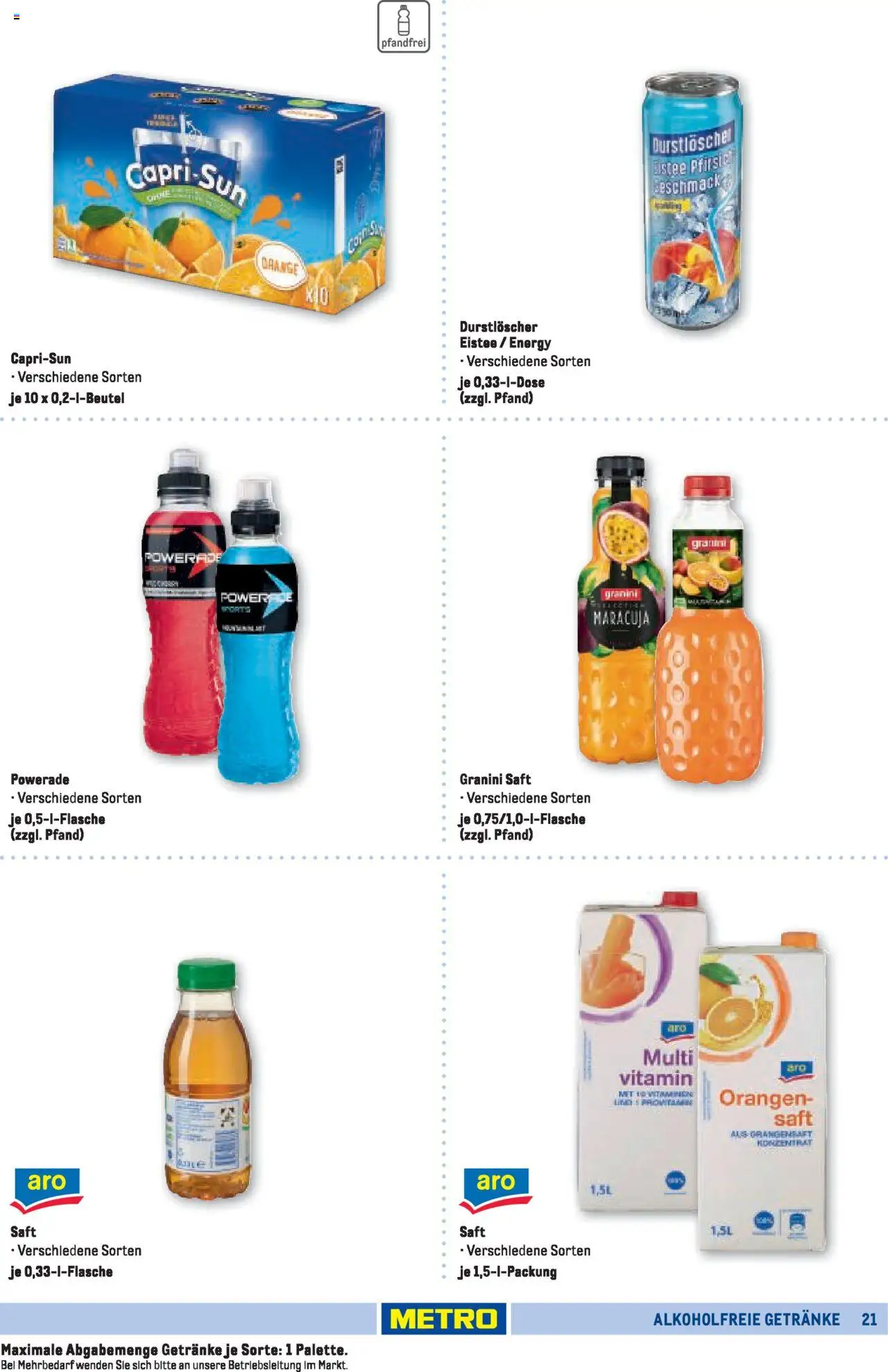 Metro Sortimentskatalog Vereine & Feste – gültig ab 01.06.2024 | Seite: 21 | Produkte: Orangen, Orangensaft, Pfirsich, Saft