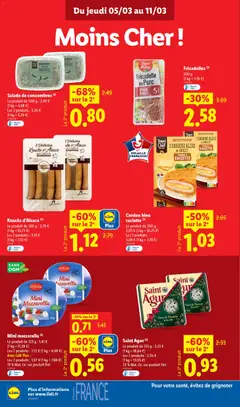 LIDL - Prévisualisation de Salade de concombres (2), Le produit de 500 g : 2,49 € (1 kg = 4,98 €), Les 2 produits: 3,29 €, (1 kg = 3,29 €) valide à partir de 05.03.2026 | Page: 10