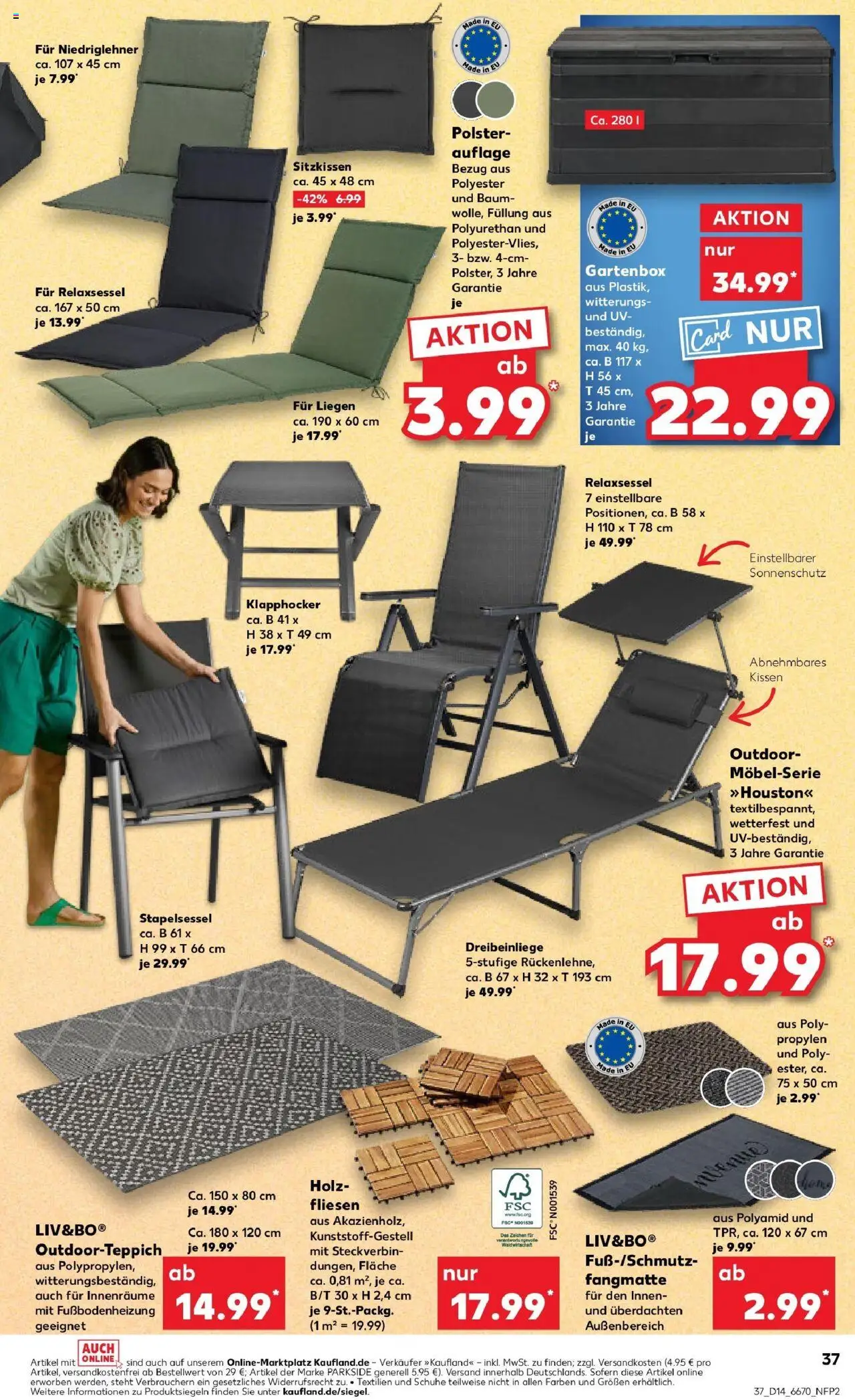 Kaufland - Moers-Hochstraß, Römerstraße 570 - gültig ab dem 03.04.2025 | Seite: 37 | Produkte: Relaxsessel, Kissen