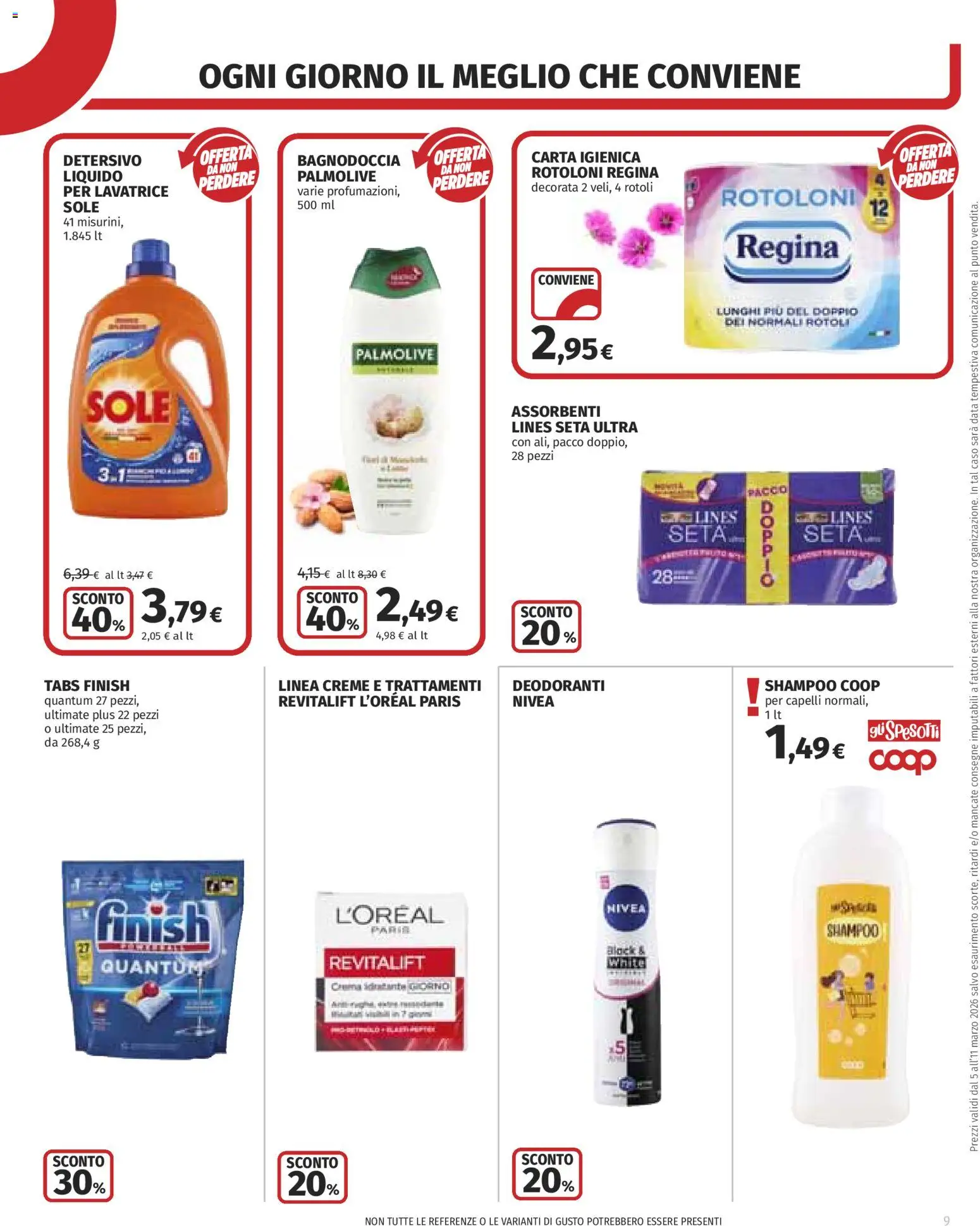 Volantino COOP del 05.03.2026 | Pagina: 9 | Prodotti: Shampoo, Carta igienica, Lavatrice