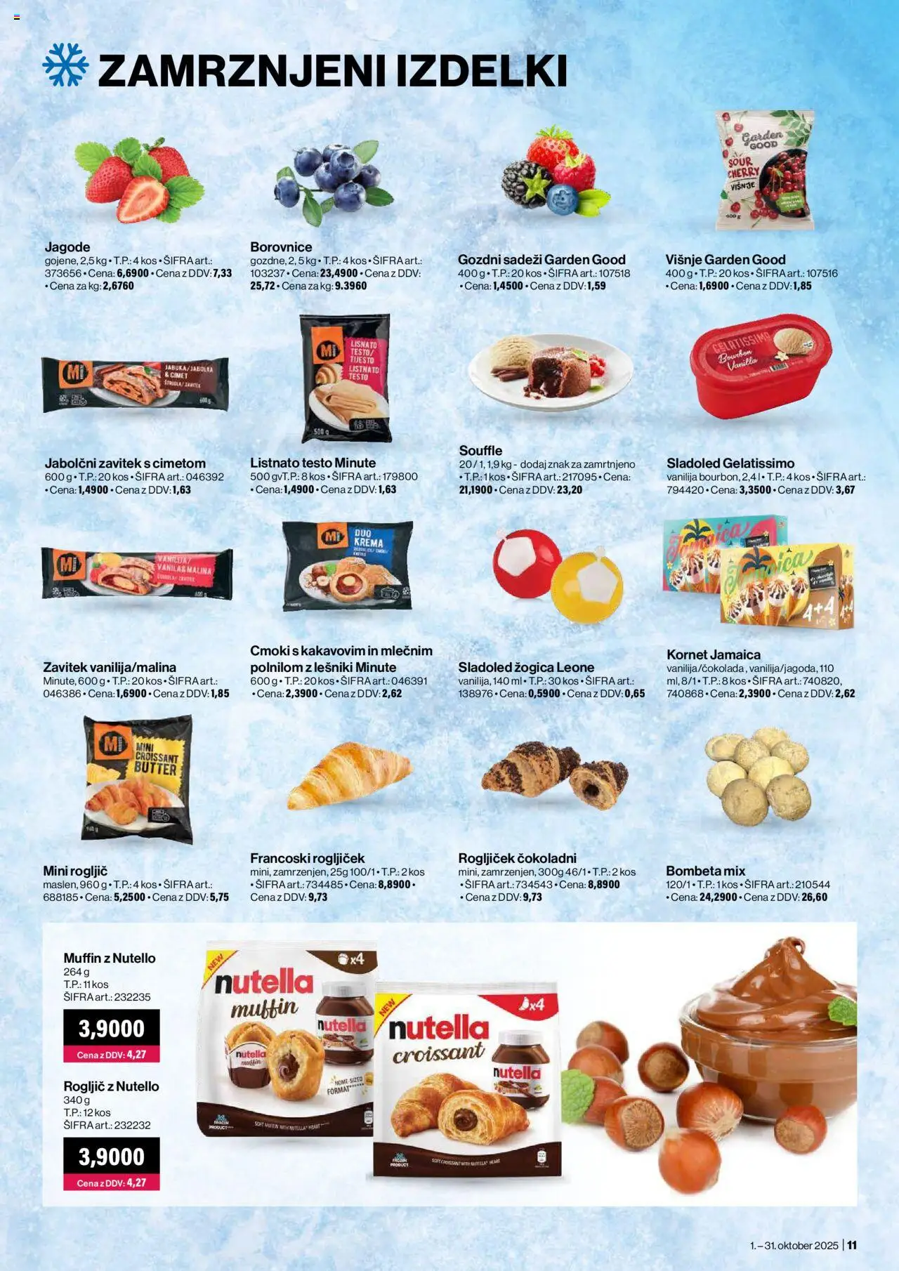 Novi Mercator katalog ponudbe – veljaven od 01.10.2025 | Stran: 11 | Izdelki: Krema, Borovnice, Jagode, Sladoled