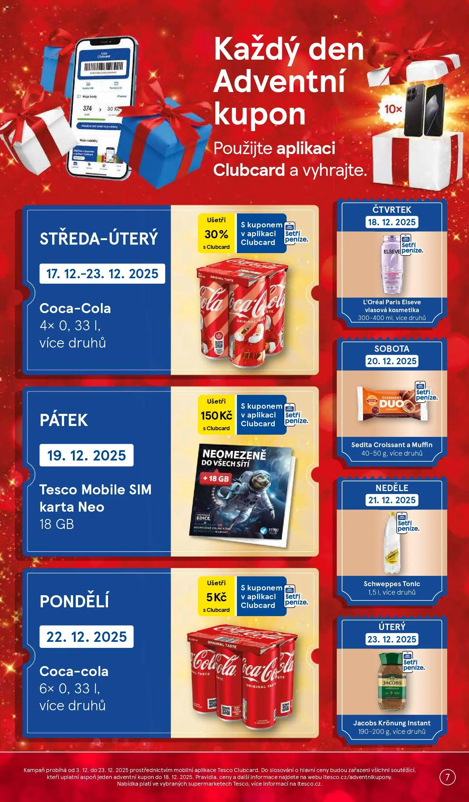 Tesco leták - Supermarket od 17.12.2025 | Strana: 7 | Produkty: SIM karta, Jacobs Kronung, Tonic, Jacobs