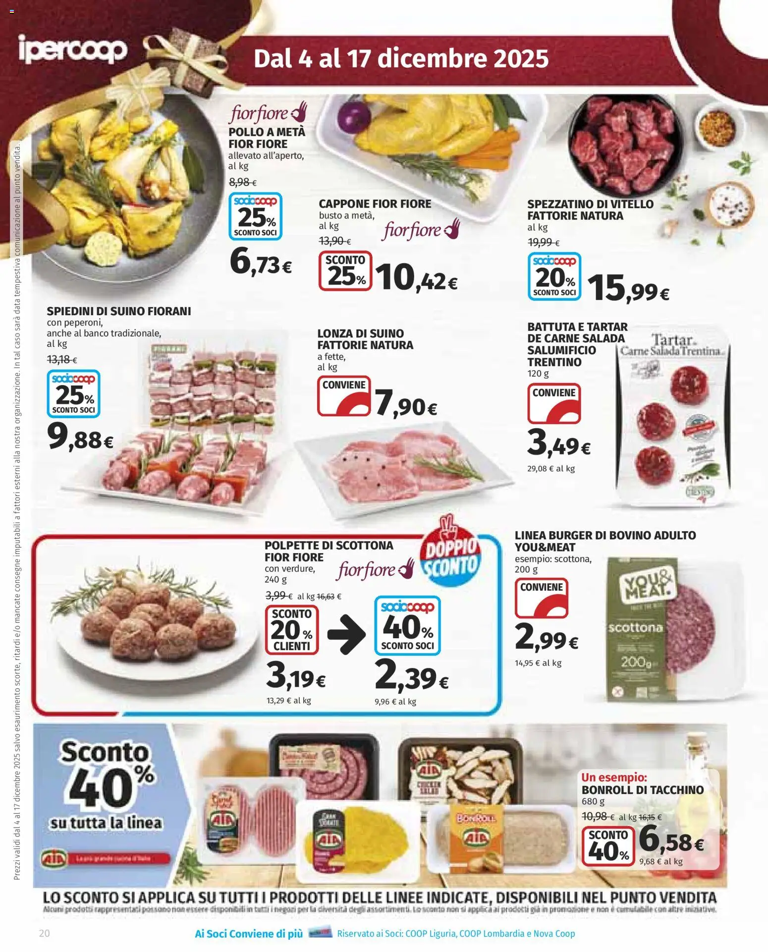 Volantino Ipercoop del 04.12.2025 | Pagina: 20 | Prodotti: Bovino, Suino, Data, Spiedini